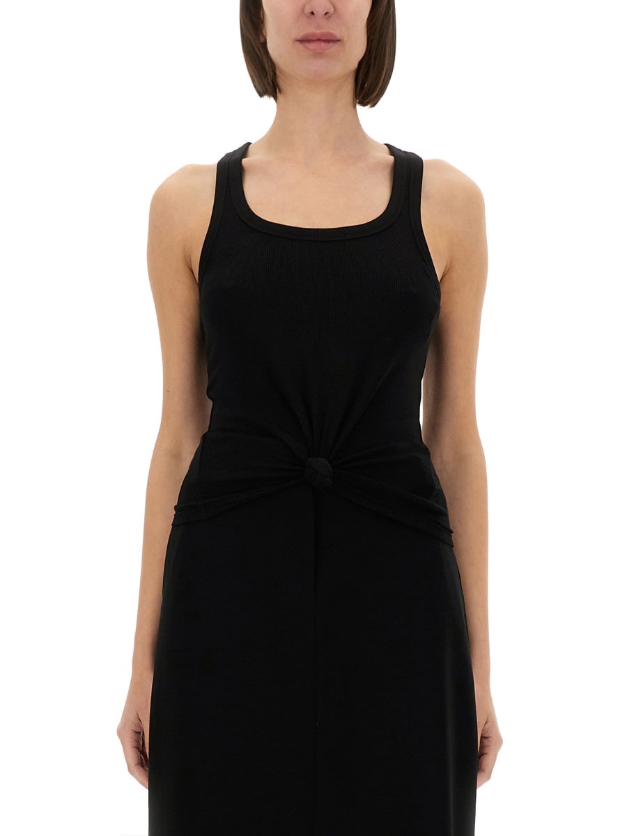 Michael Kors Knit Tank Top With Front Lacing In Black