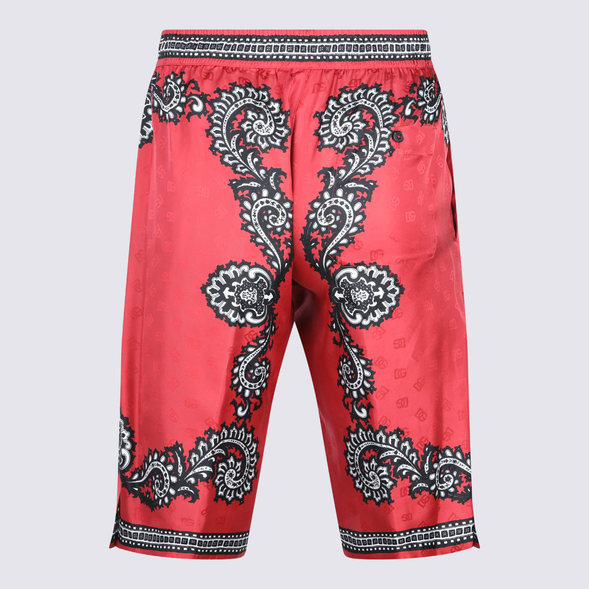 Dolce & Gabbana Printed Elastic Waistband Knee Length Shorts In Red