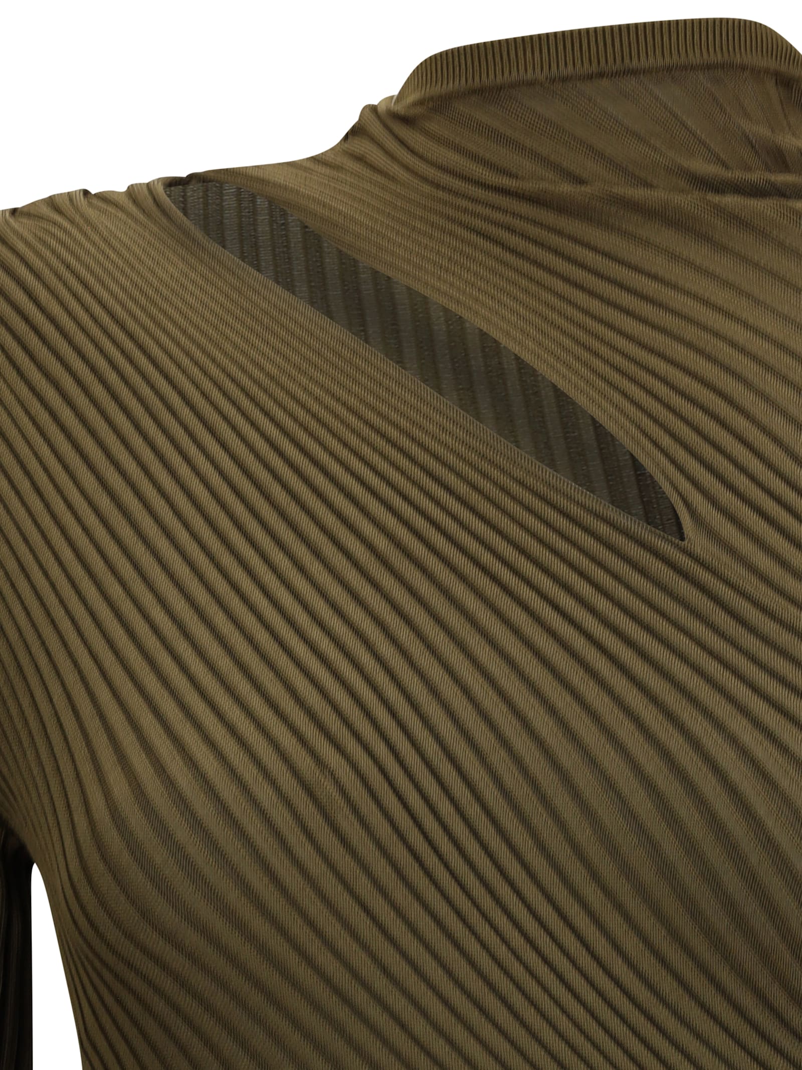 Self-portrait Self Portrait Ribbed Knit Mini Dress With Cut Outs In Khaki In Green