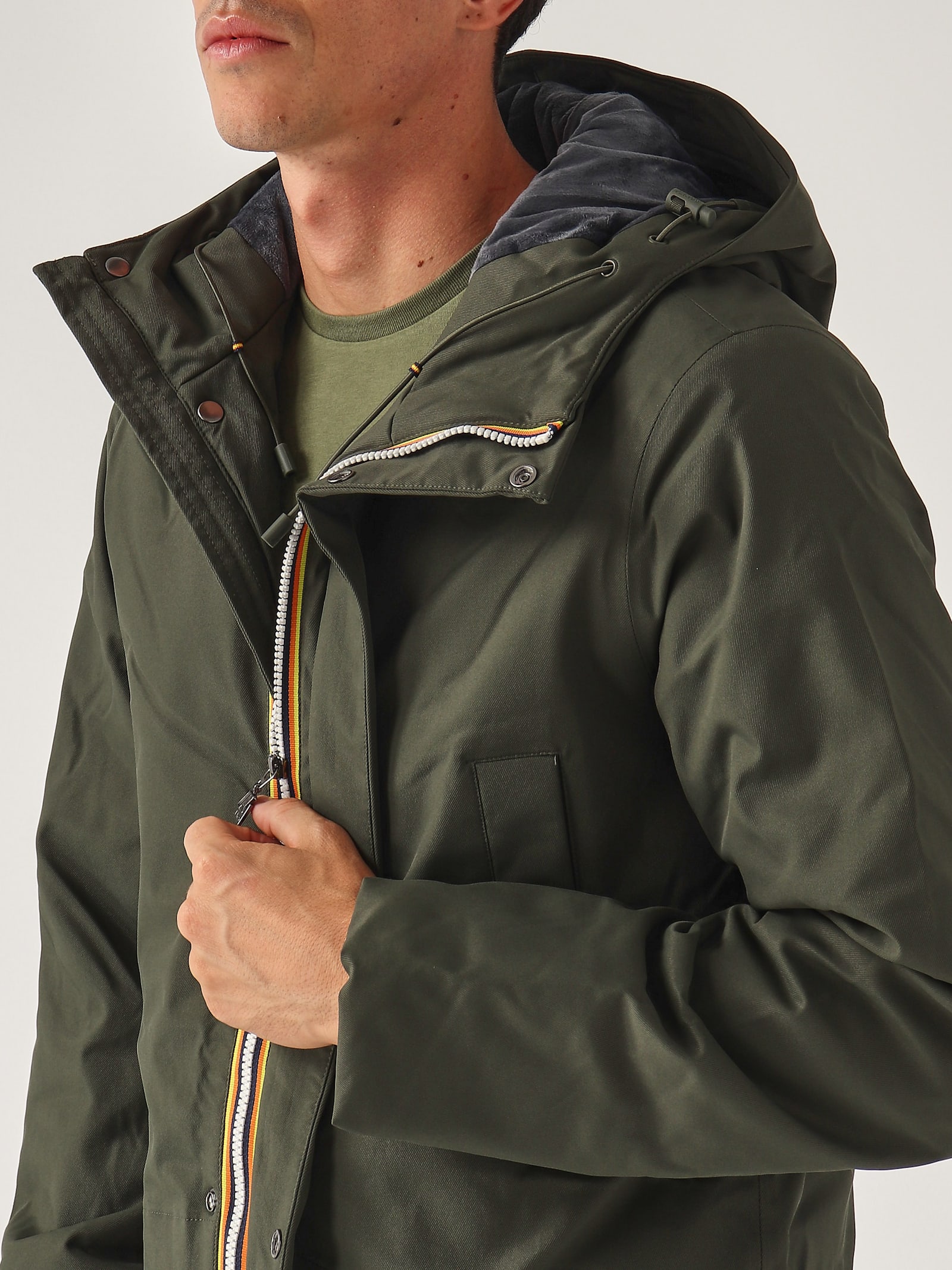 Shop K-way Jarno Twill Marmotta Jacket In Militare