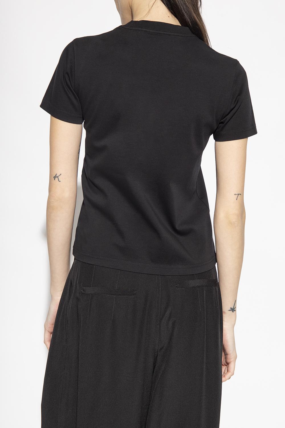 Shop Lanvin Logo Embossed T-shirt In Black