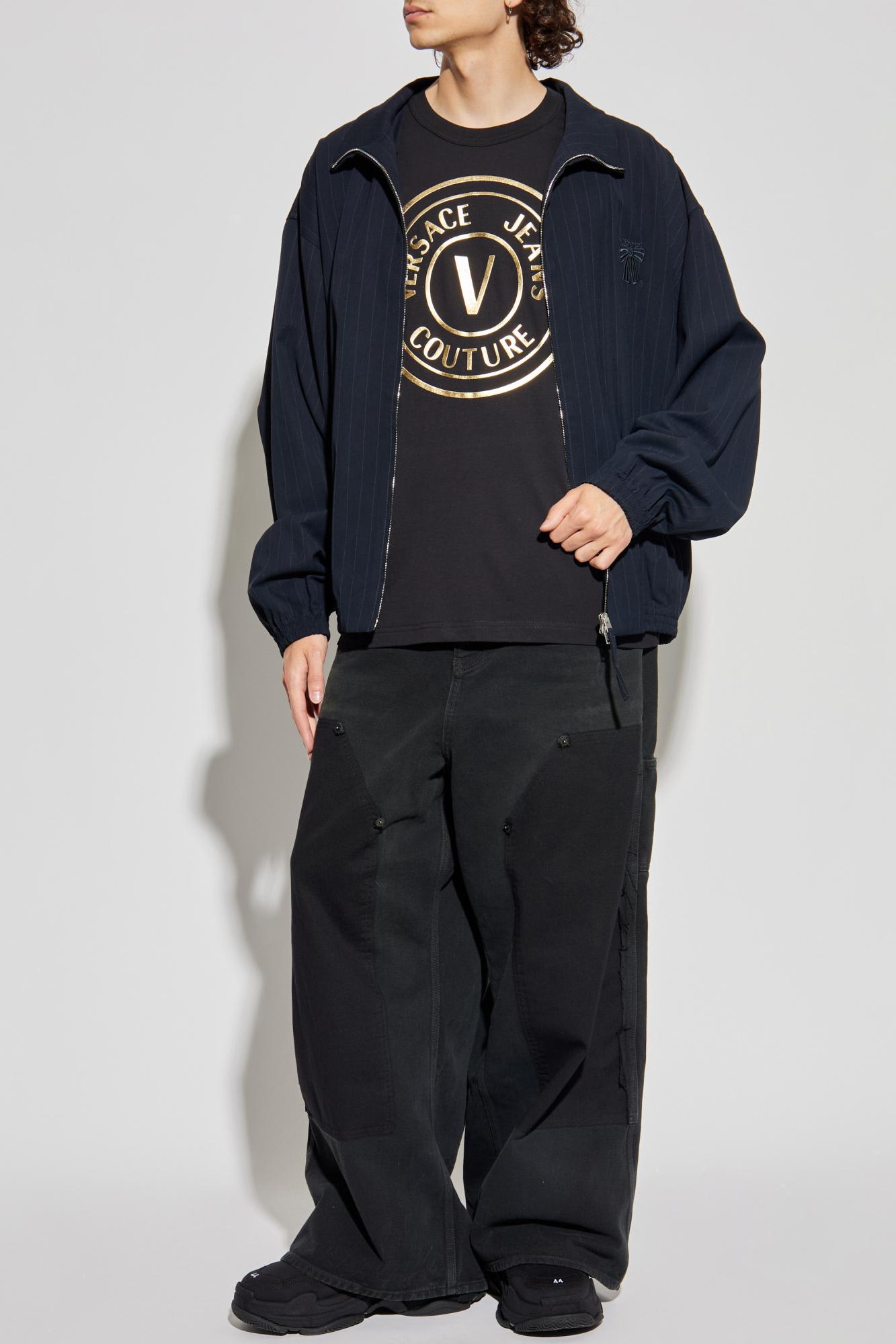 Versace Jeans Couture T-shirt With Printed Logo In Black