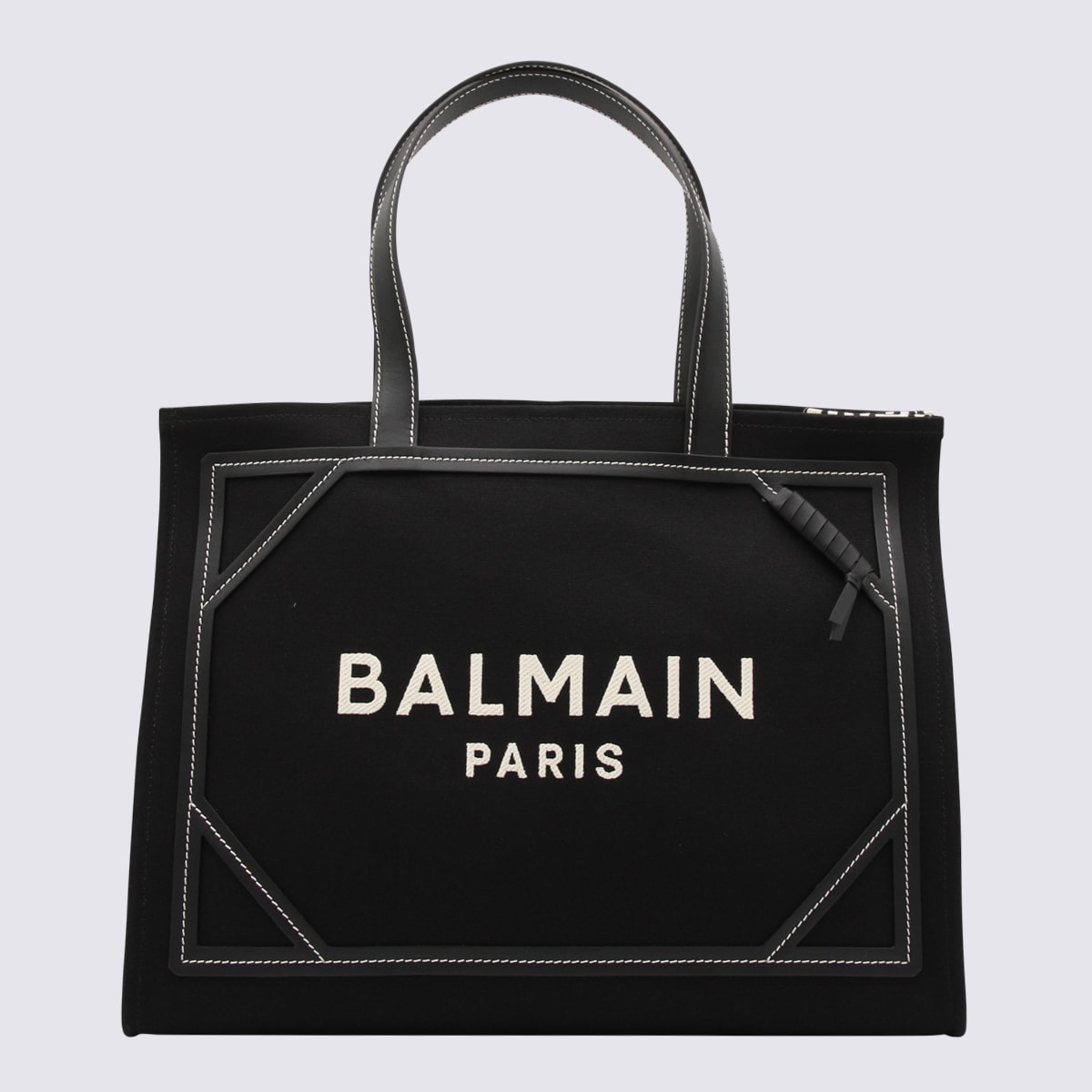 Shop Balmain Black Cotton Tote Bag