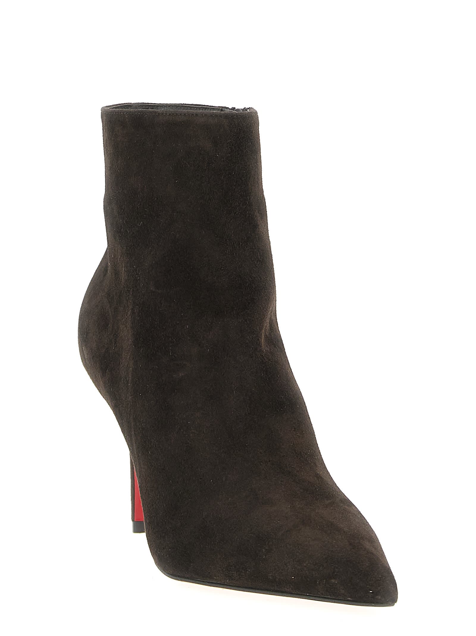 Christian Louboutin Miss Z 80 Suede Ankle Boots In Brown