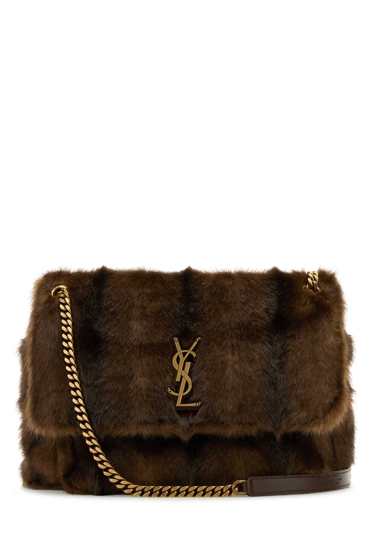 SAINT LAURENT BROWN FUR LARGE NIKI BAG 