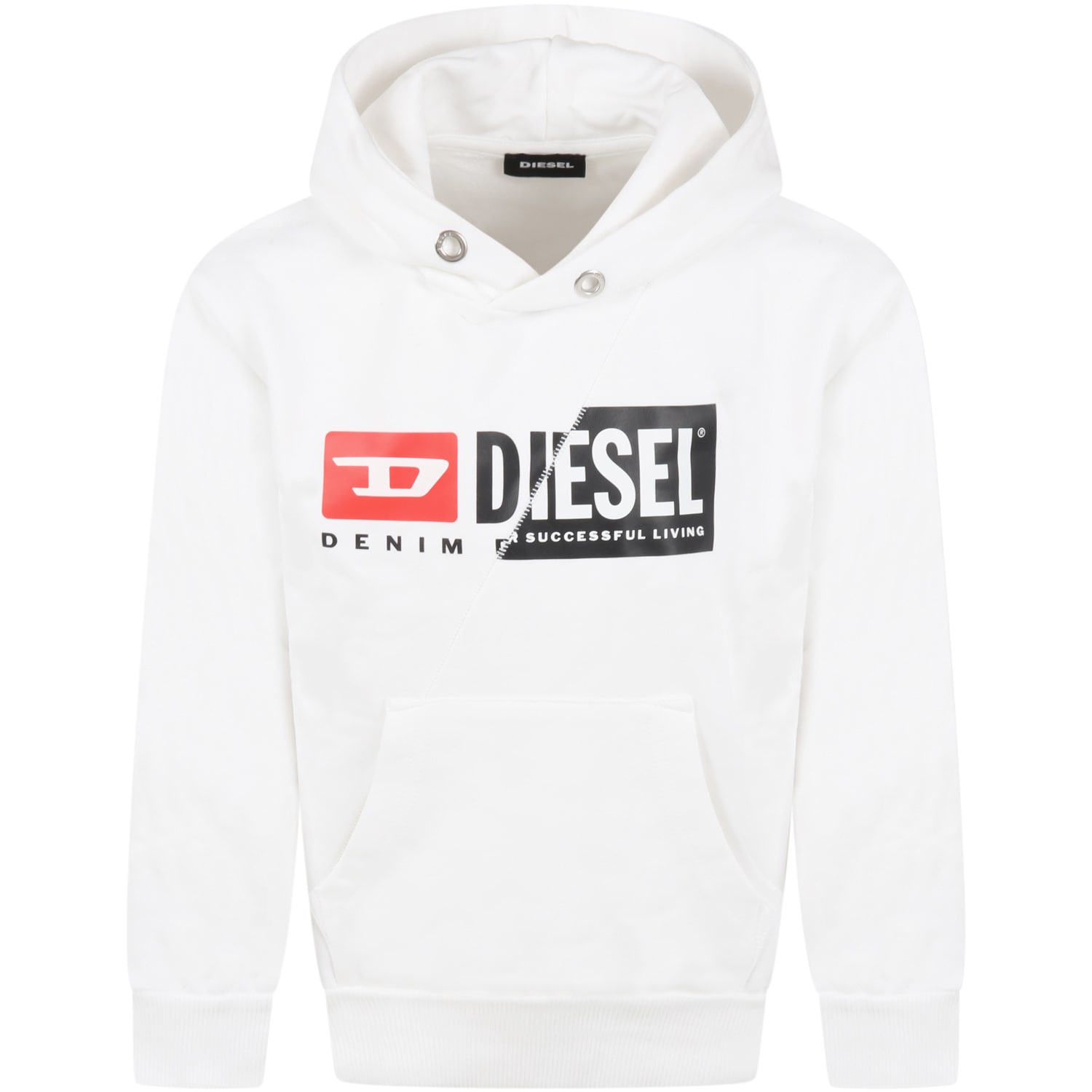 Diesel White Sweatshirt For Boy With Logo