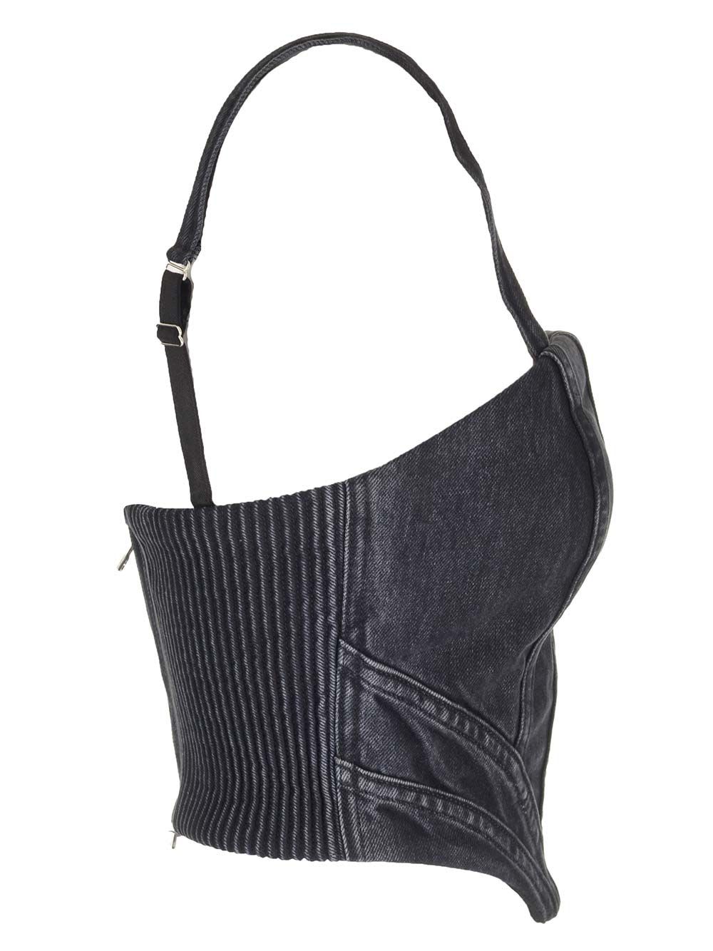 Shop Amiri Faded Black Denim Corset