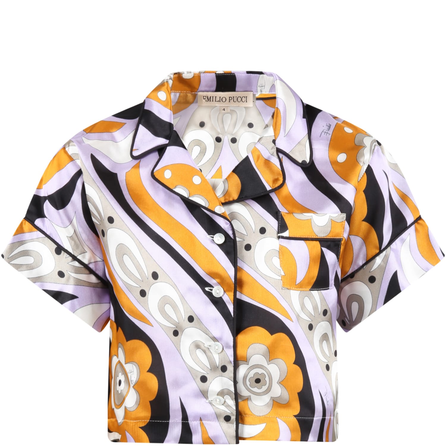 Emilio Pucci Multicolor Shirt For Girl With Black Logo