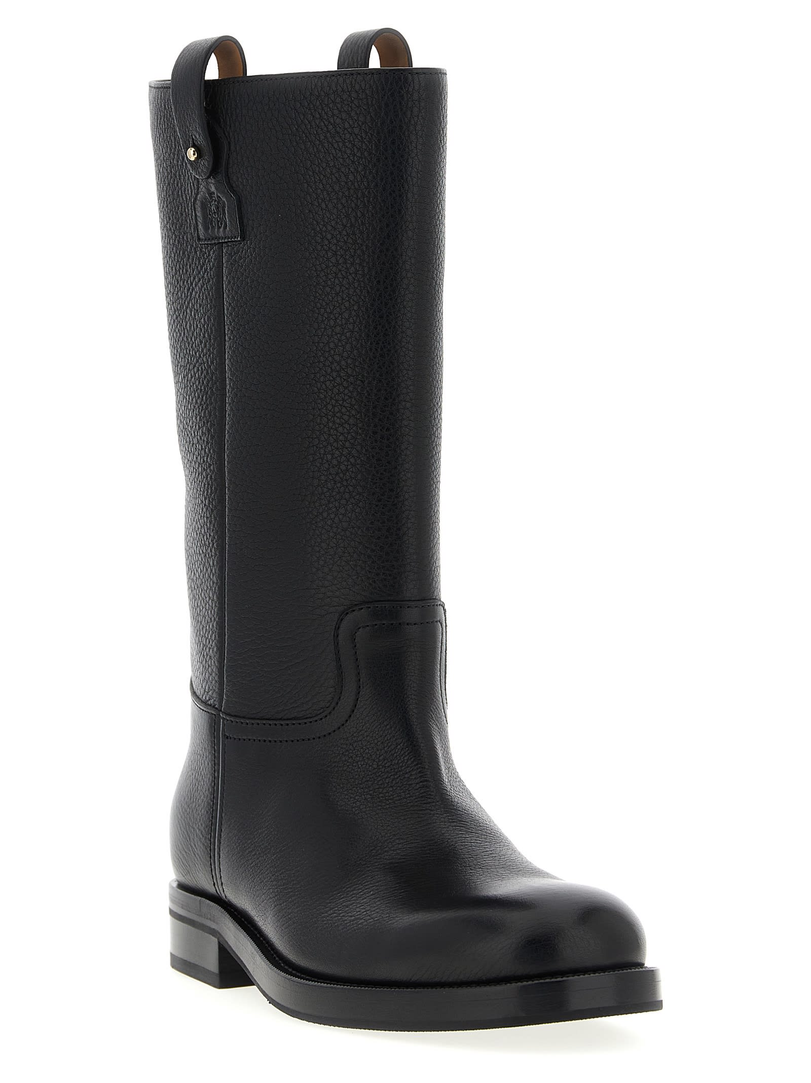 Church's Hammered Leather Round-toe Boots In Black