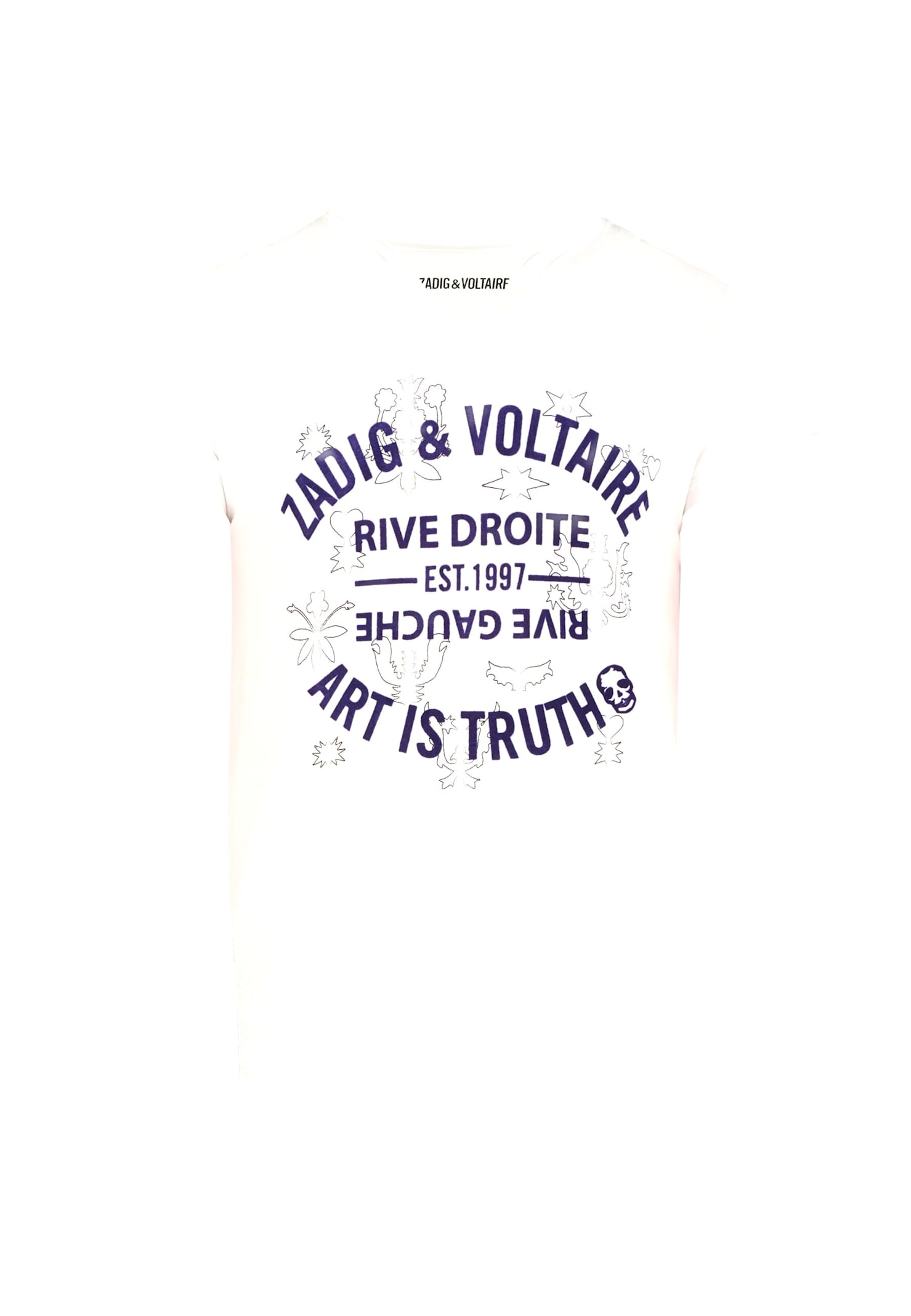 Zadig & Voltaire White T-shirt For Girl With Logo In Multi