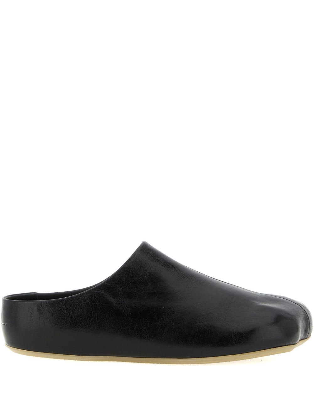 Mm6 Maison Margiela Leather Slippers In Black