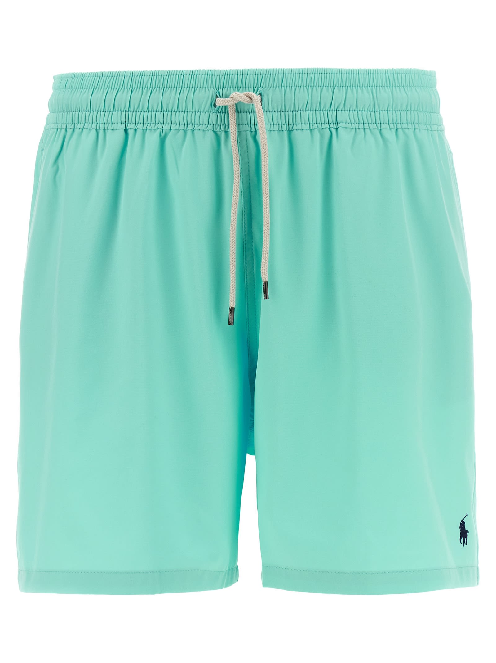 Shop Polo Ralph Lauren Logo Embroidery Swim Shorts In Light Blue