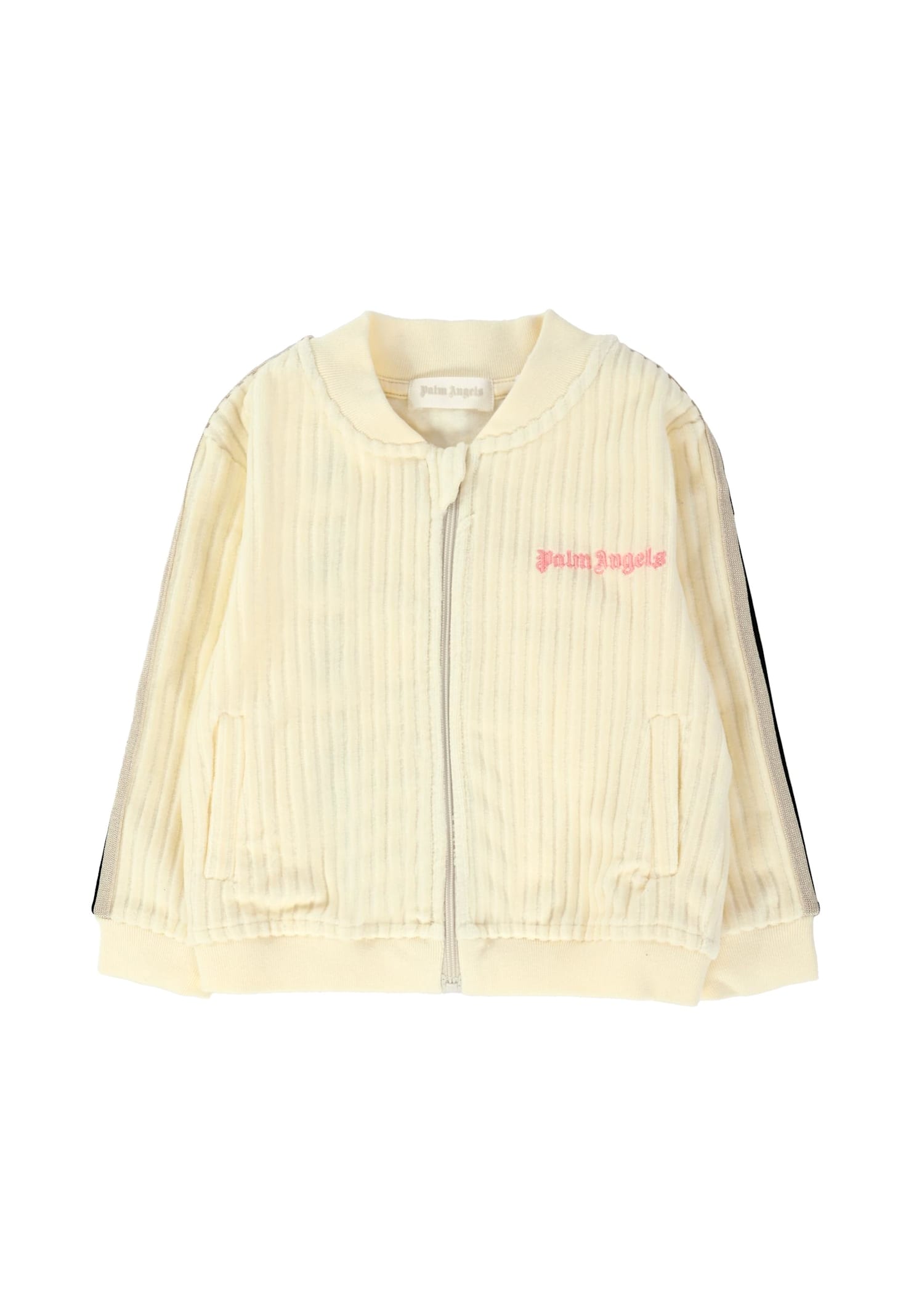 Palm Angels Ivory Sweatshirt For Baby Girl With Logo In Yellow