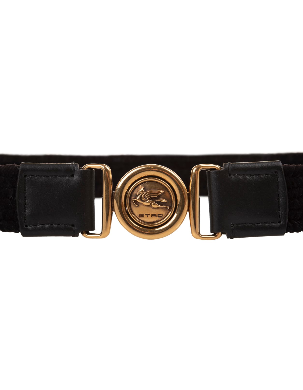 Shop Etro Black Pegaso Elasticised Belt