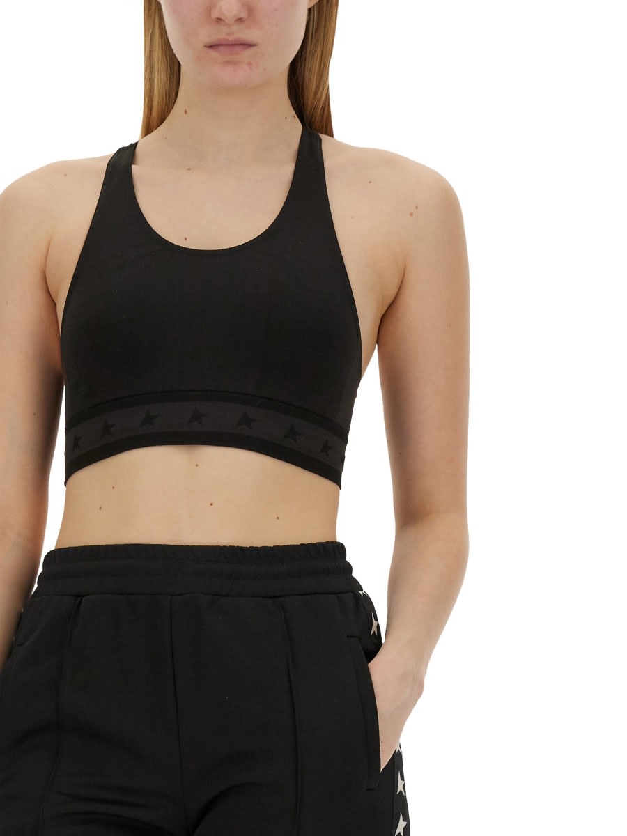 Shop Golden Goose Crop Top With Logo In Black