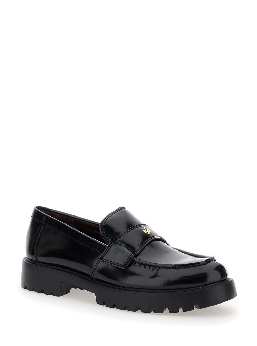 Shop Tory Burch Lug Sole Mocassin In Black