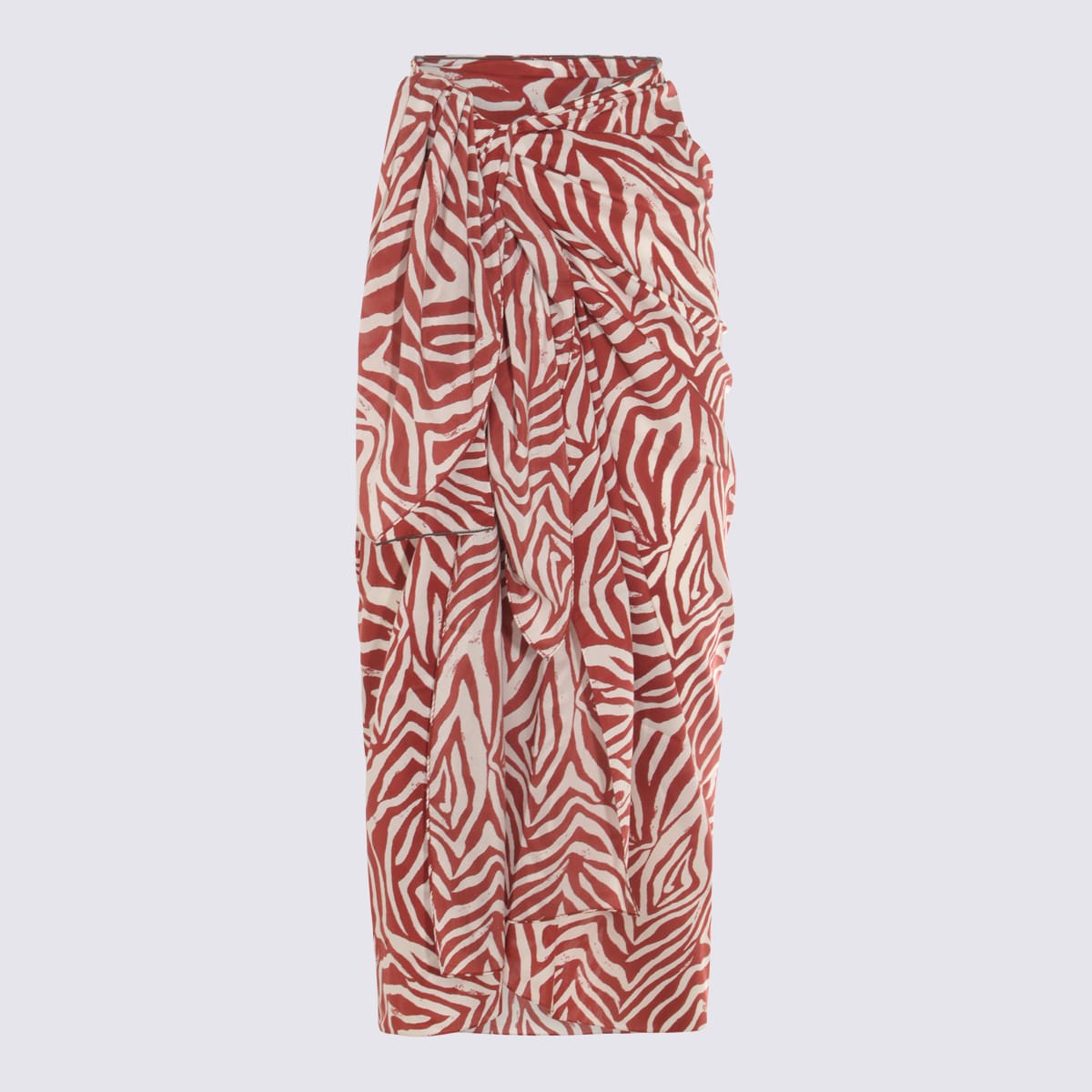 Brunello Cucinelli Red And White Midi Skirt