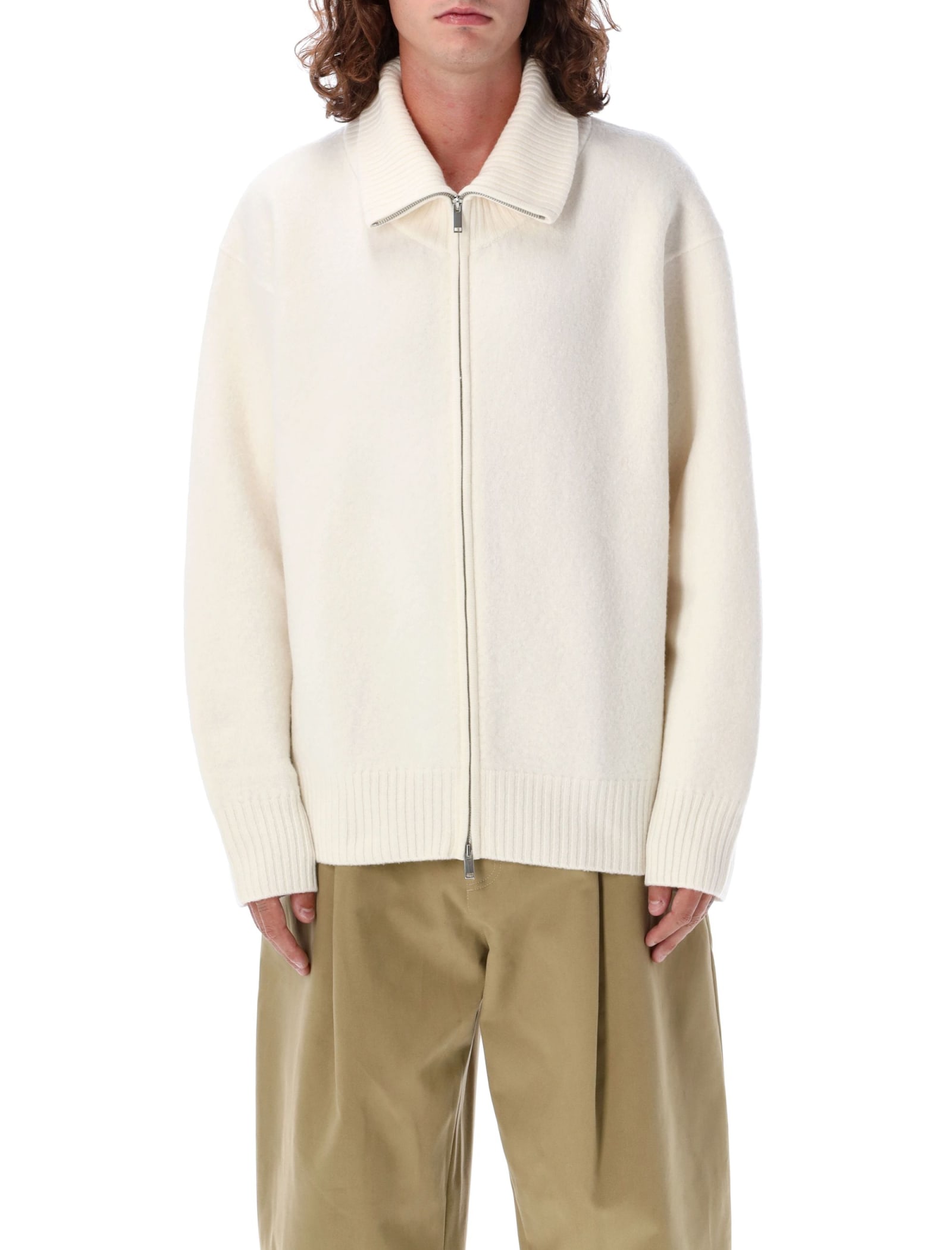 Shop Studio Nicholson Bold Wool Cardigan In Dove