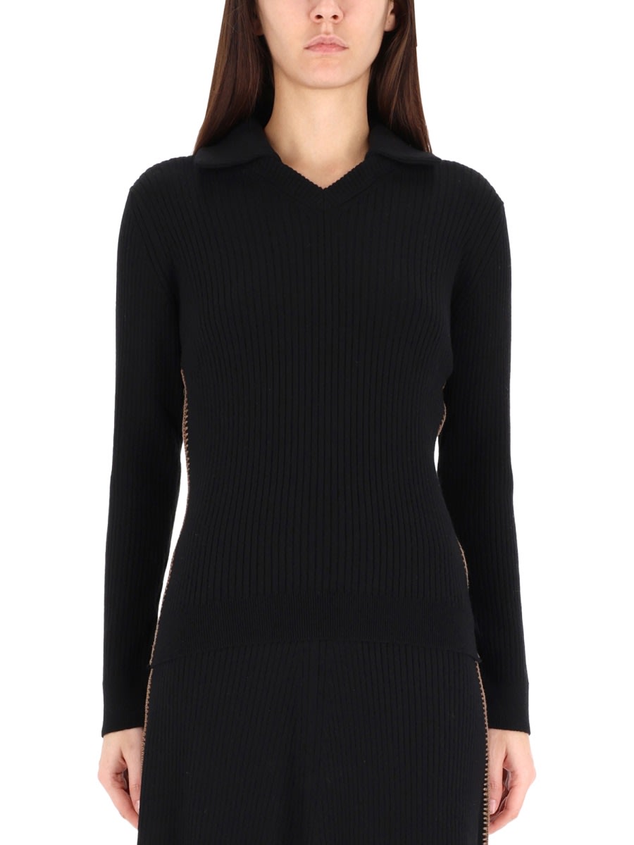 Paul Smith Midi Knitwear With Side Zipper And V Neck In Black