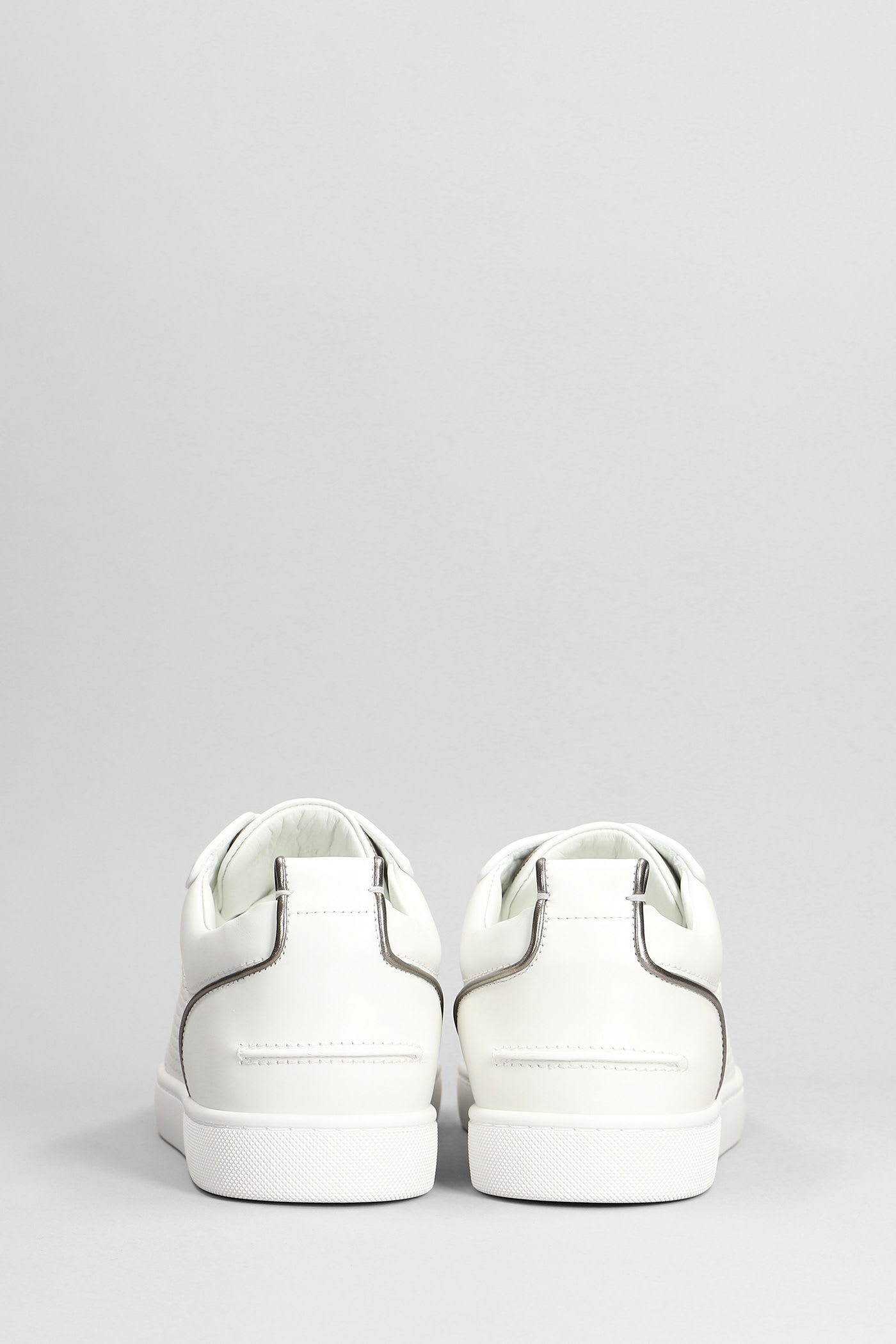 Christian Louboutin Louis Junior Spikes Sneakers In White Suede And Leather In Multi