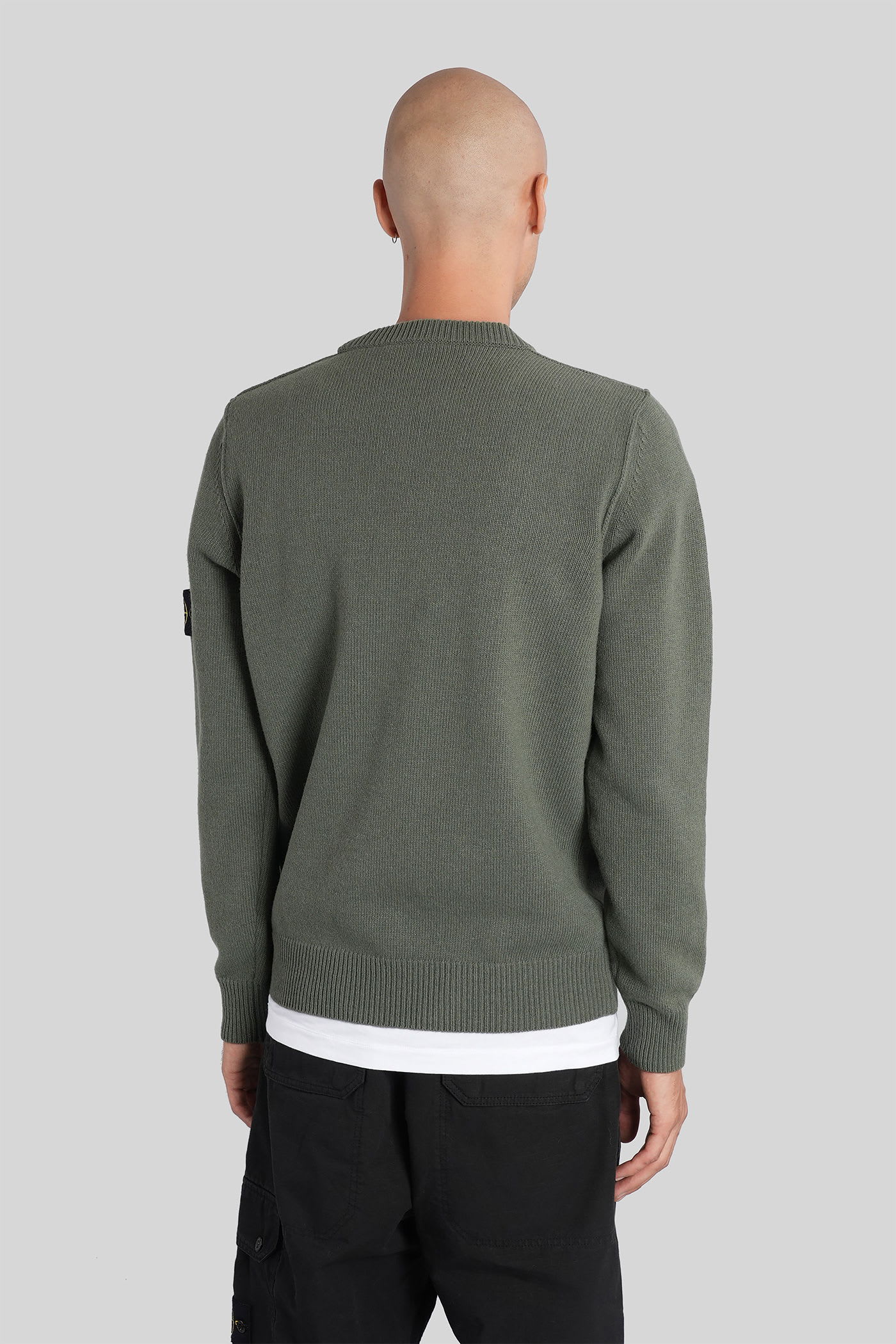 Stone Island Wool Crewneck Sweater In Green