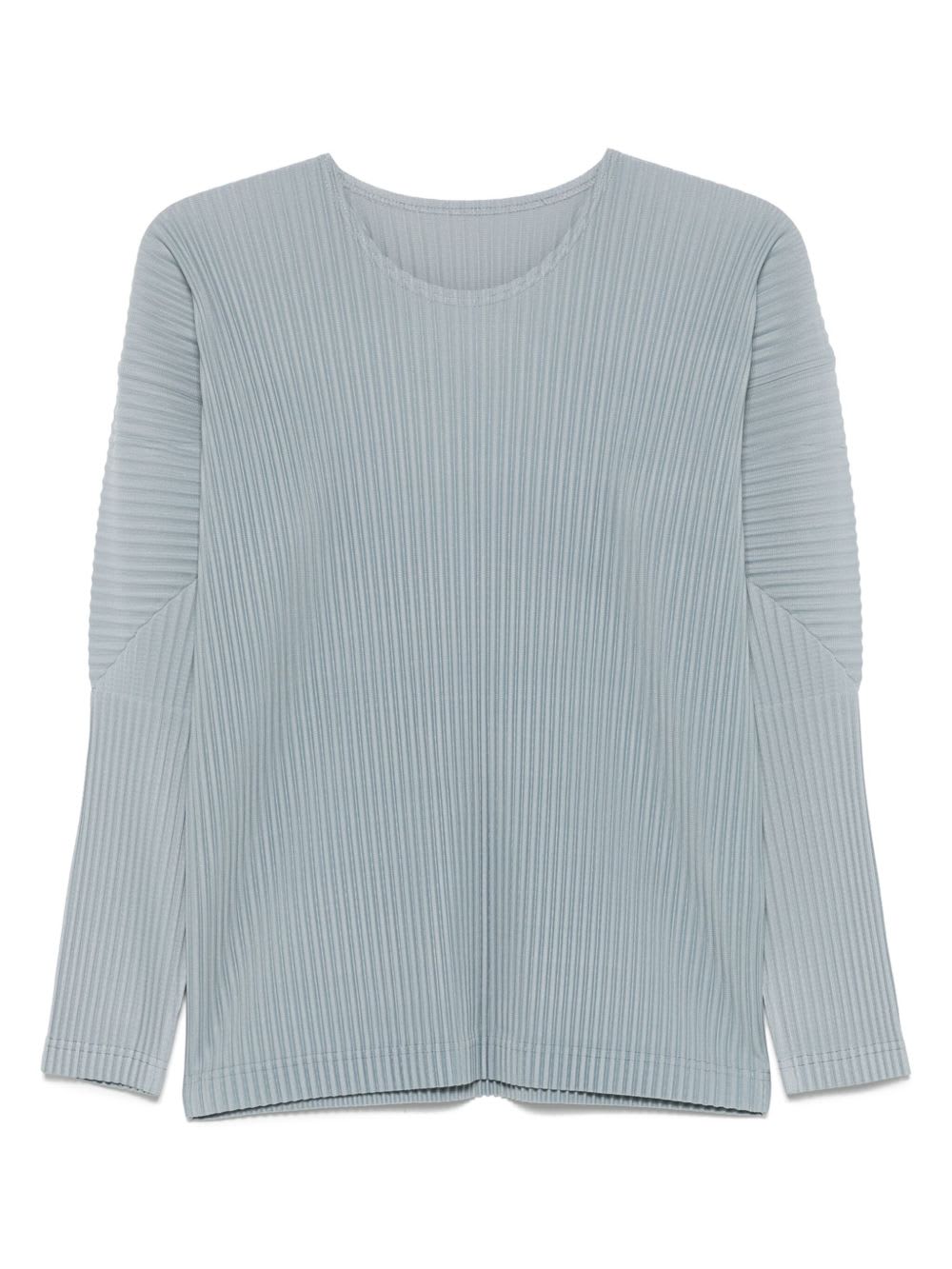 Issey Miyake Pleated T-shirt In Blue