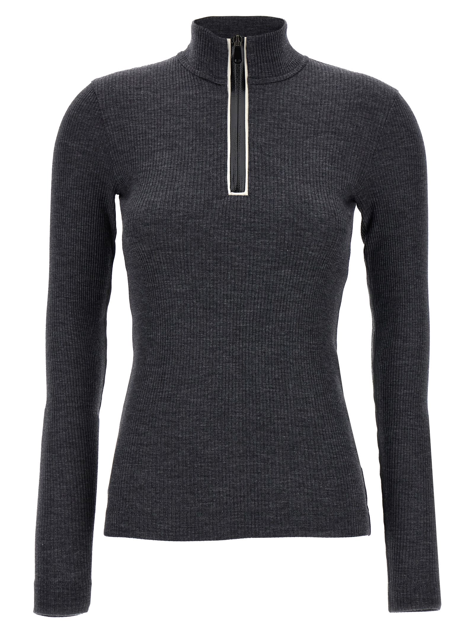 Shop Brunello Cucinelli Half Zip Sweater In Gray