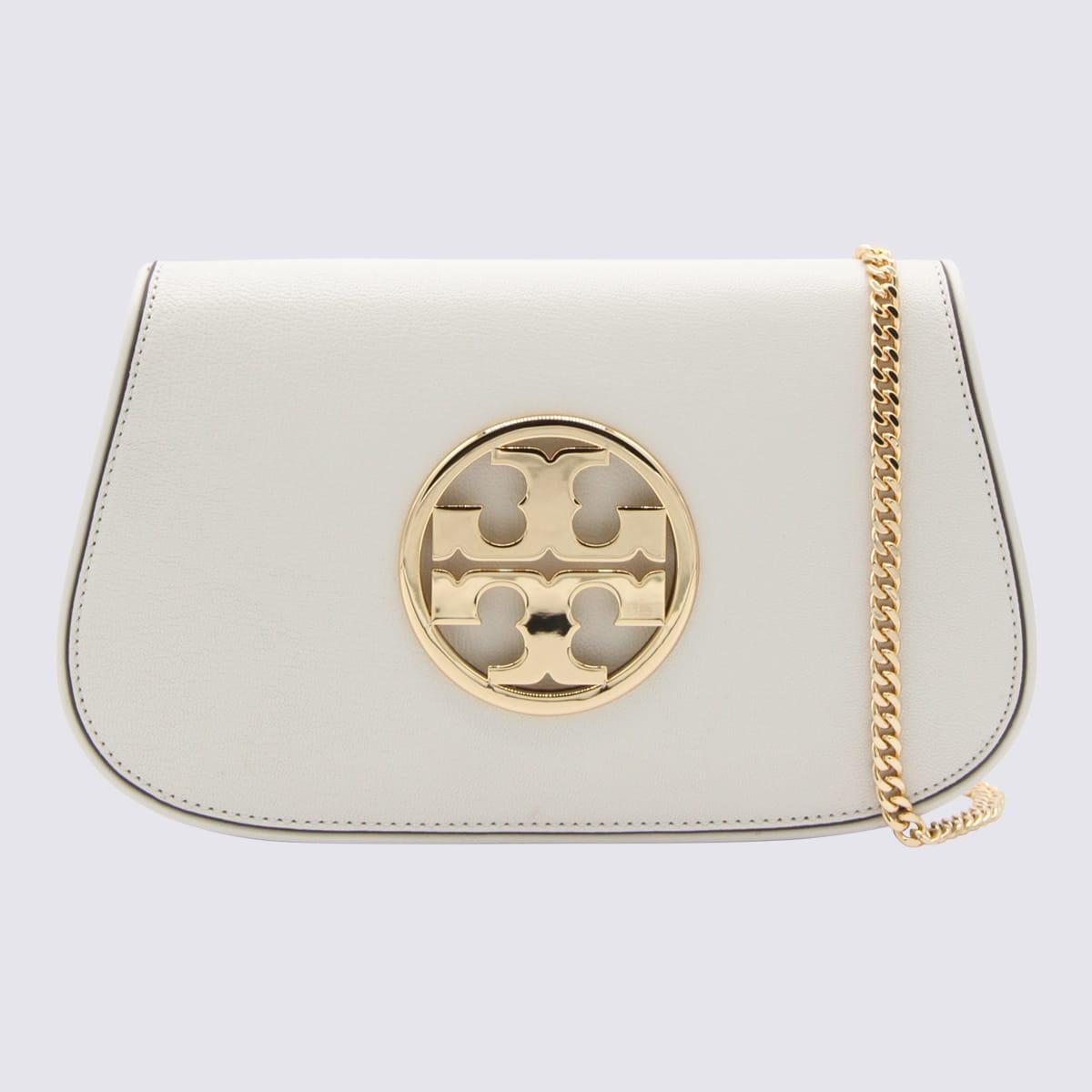 Tory Burch Ivory Leather Reva Shoulder Bag In White
