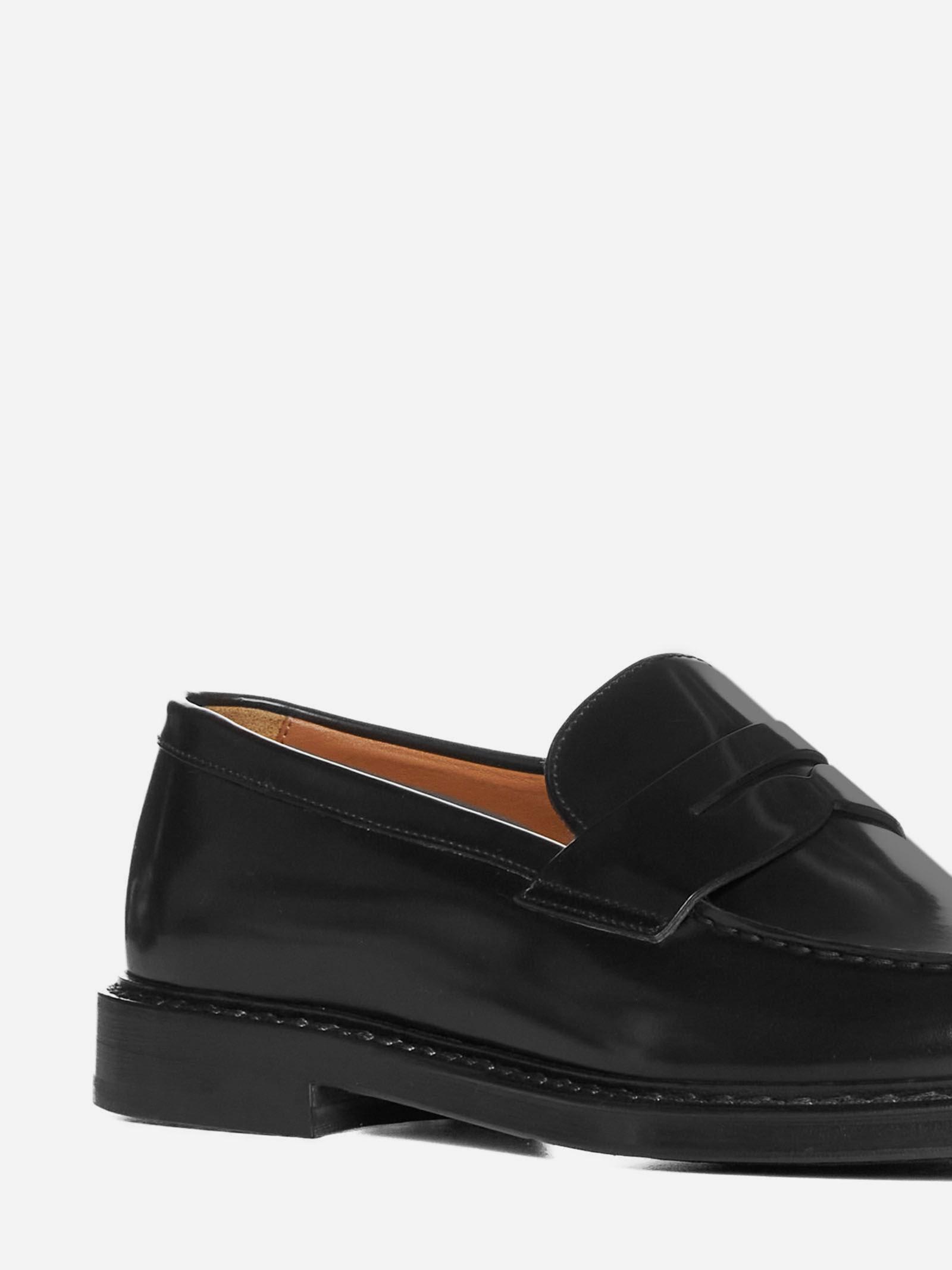 Shop Doucal's Leather Penny Loafers In Nero