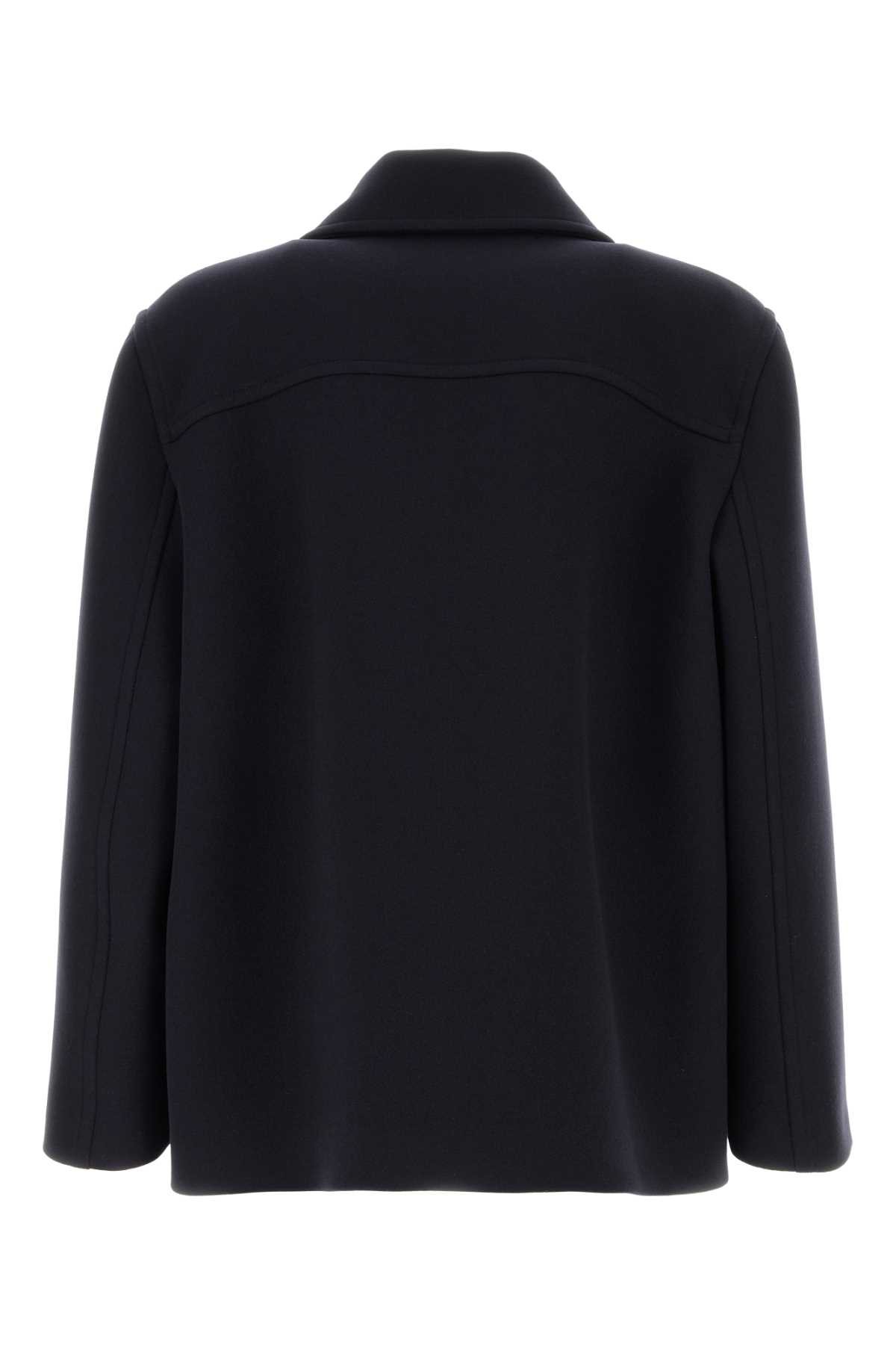 Shop Valentino Midnight Blue Wool Coat In Navy