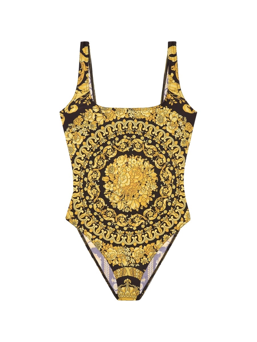 Shop Versace Costume Intero Con Stampa Barocco In Multicolour