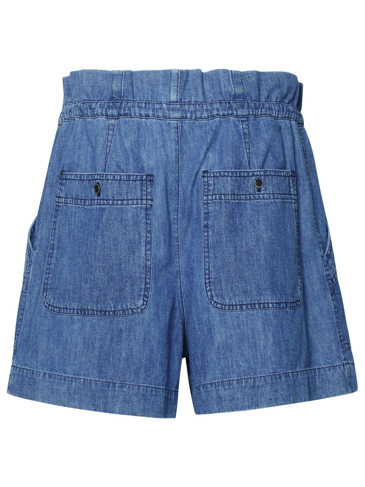 Shop Isabel Marant Drawstring Denim Shorts In Blue