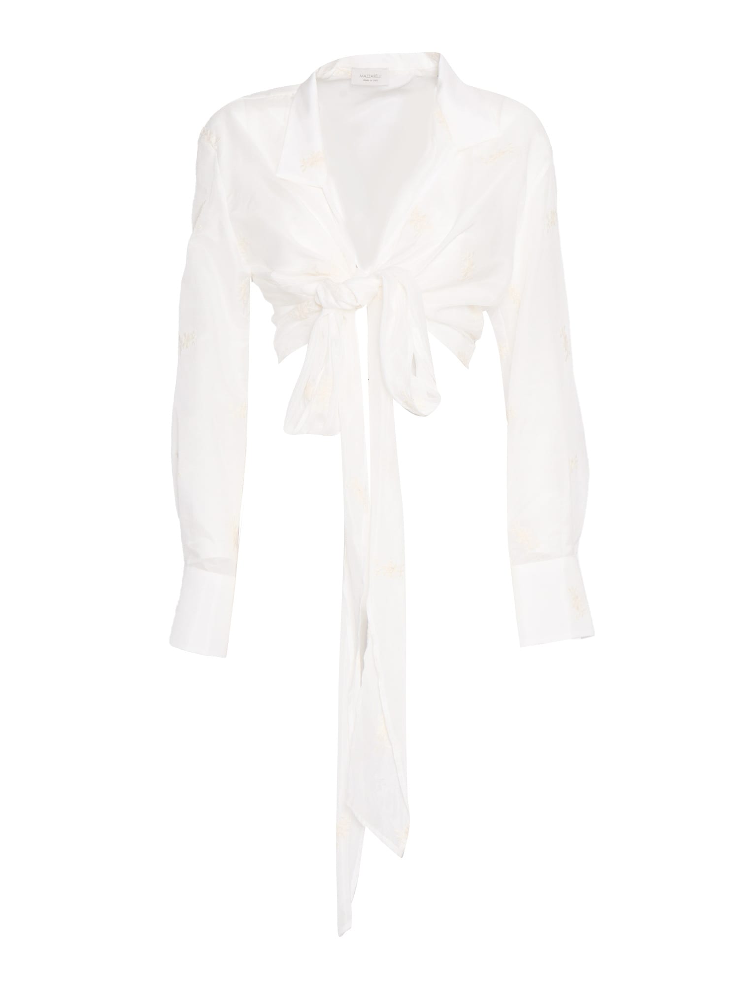 Mazzarelli Silk And Cotton Shirt With Beige Embroidery