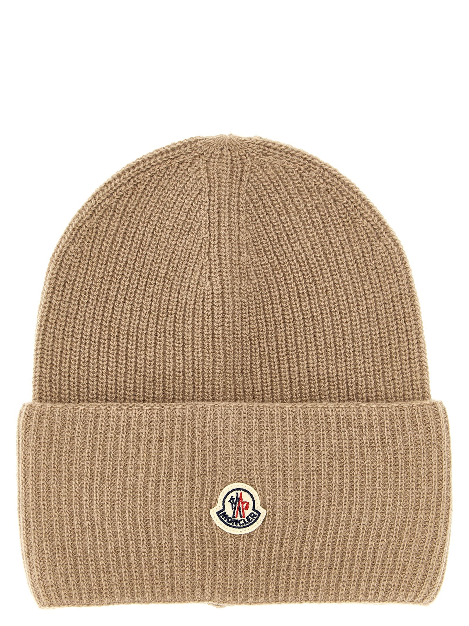 Moncler Wool Beanie In Brown
