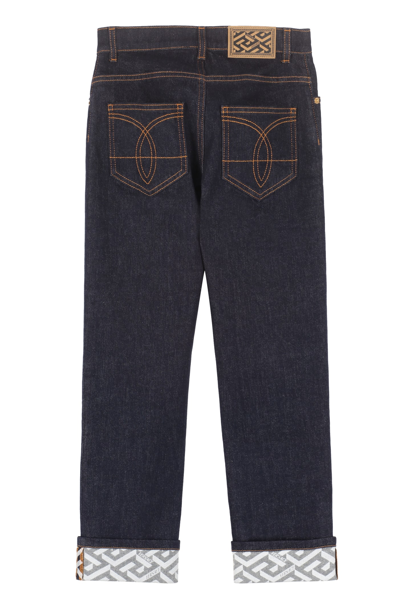 Shop Young Versace Slim Fit Jeans In Denim