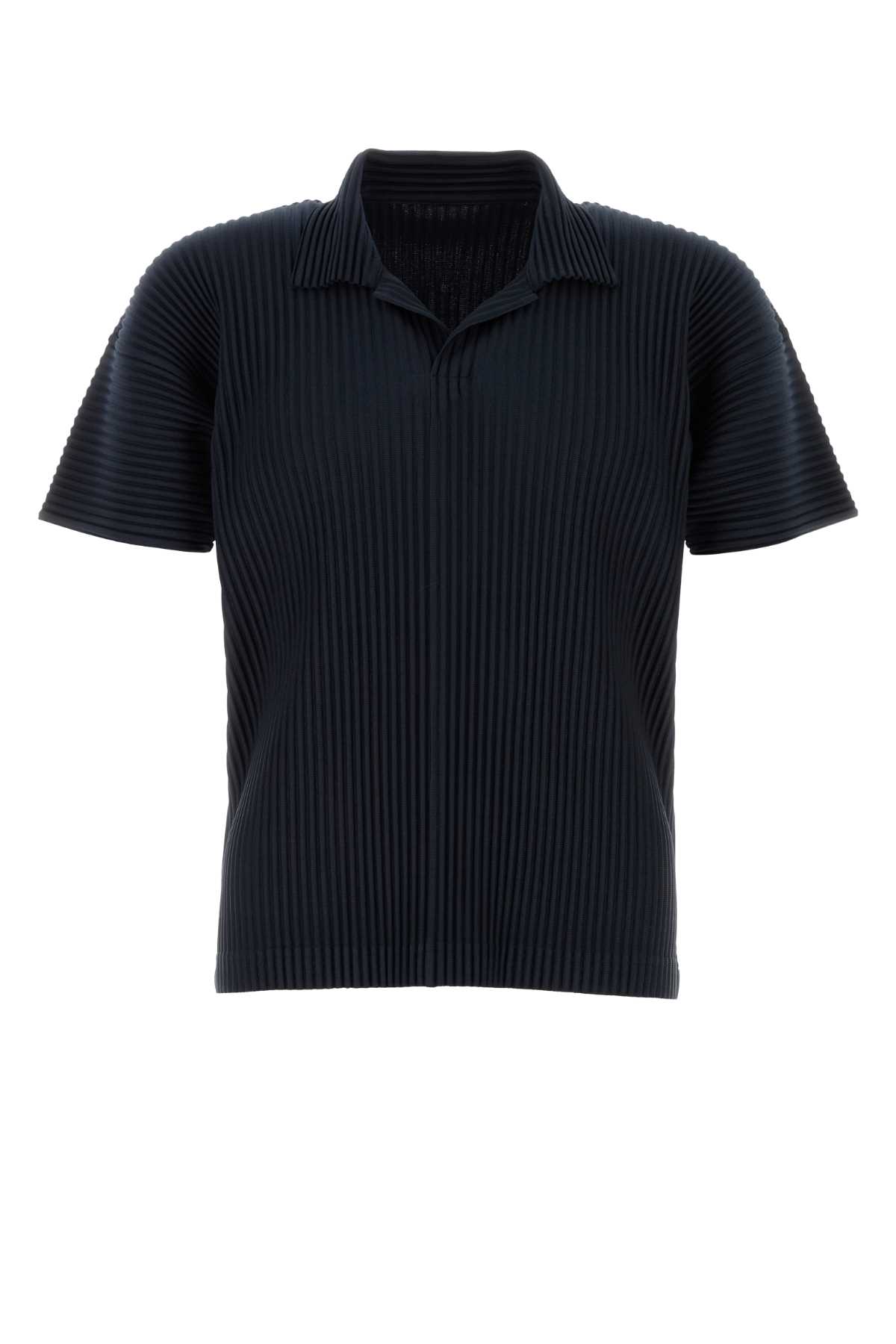 Issey Miyake Midnight Blue Polyester Polo Shirt In Black
