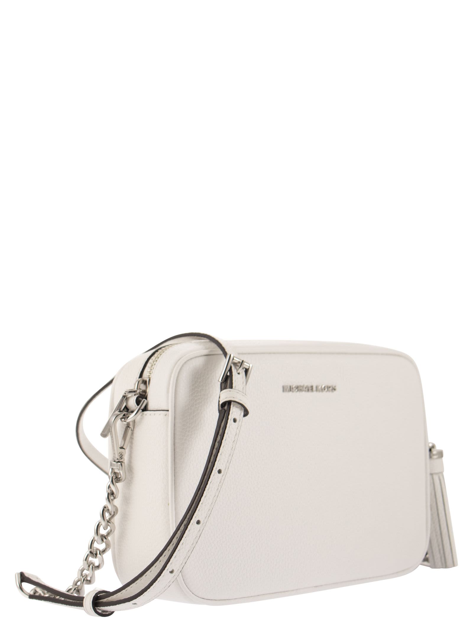 Shop Michael Kors Ginny - Leather Crossbody Bag In White