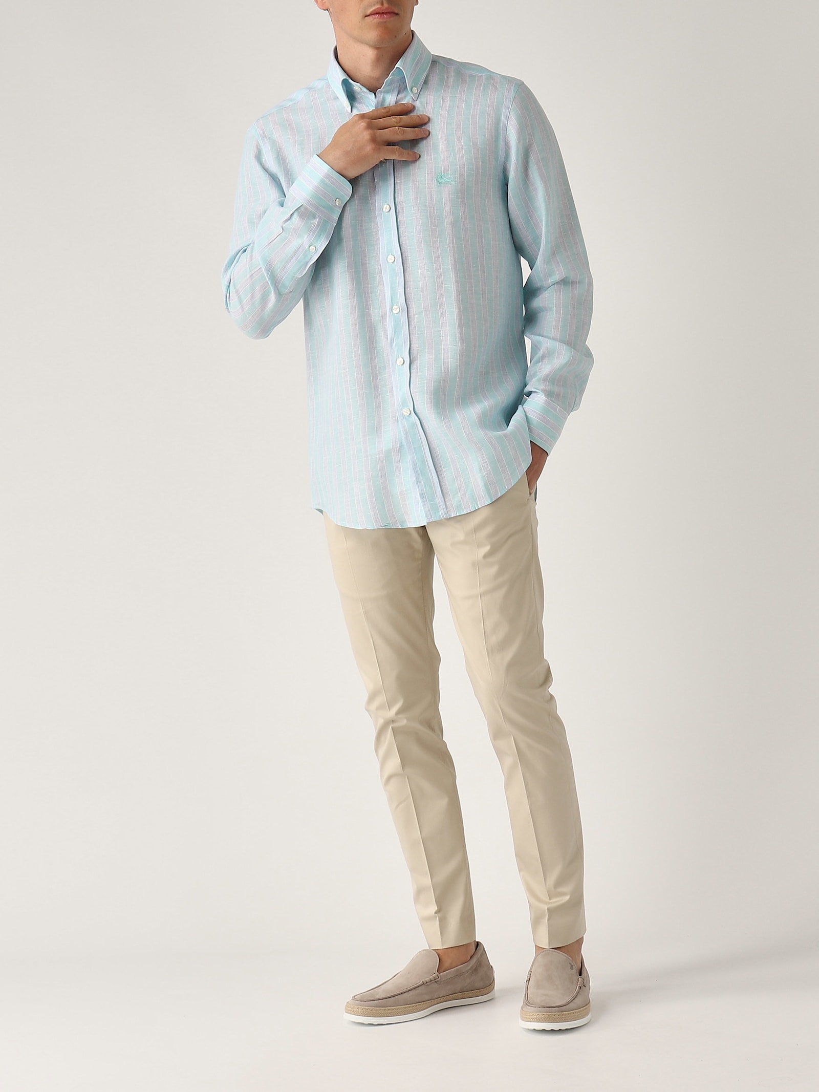 Etro Camicia Bd M/l Shirt In Turchese-cielo