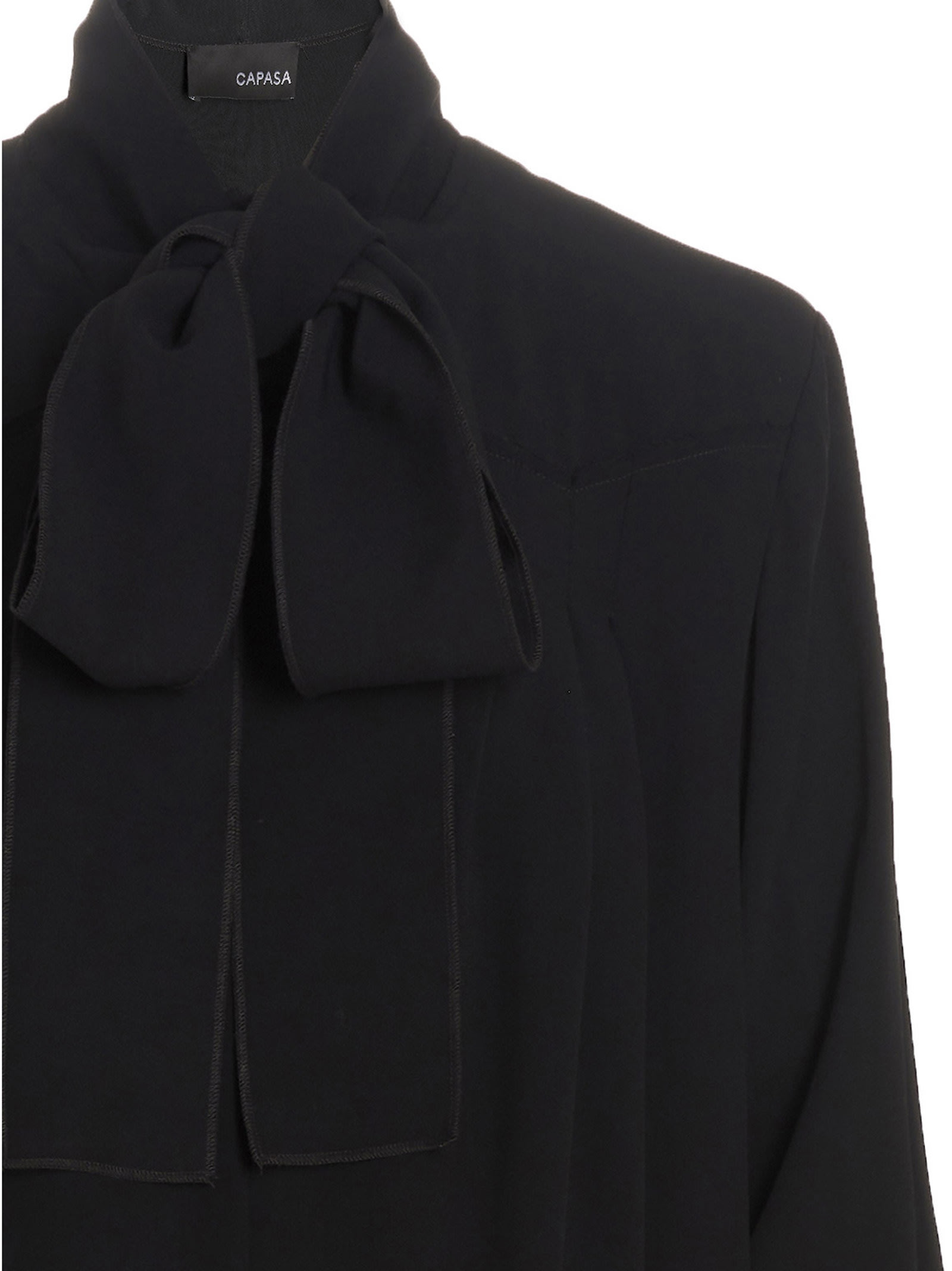 Shop Capasa Long Bow Dress In Black