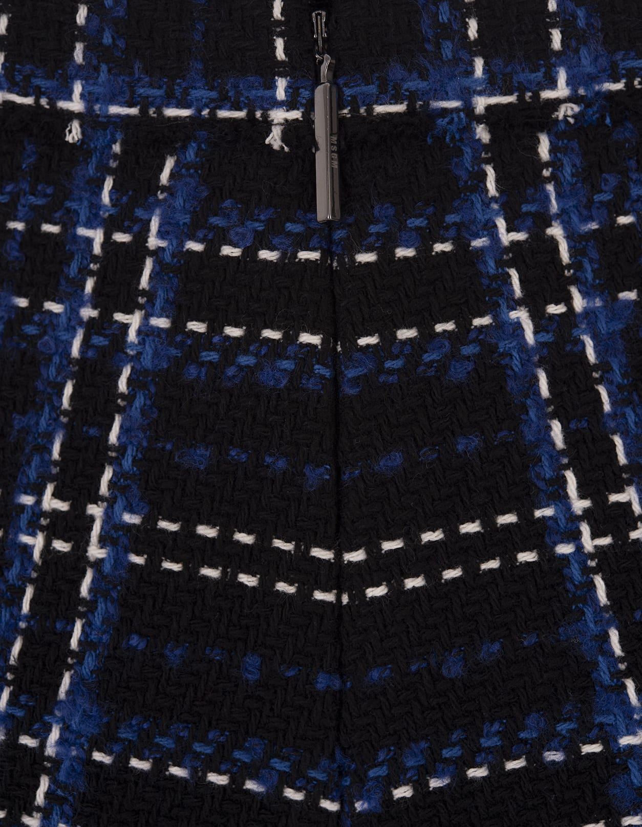 Shop Msgm Black Fabric Skort With Blue Check Pattern