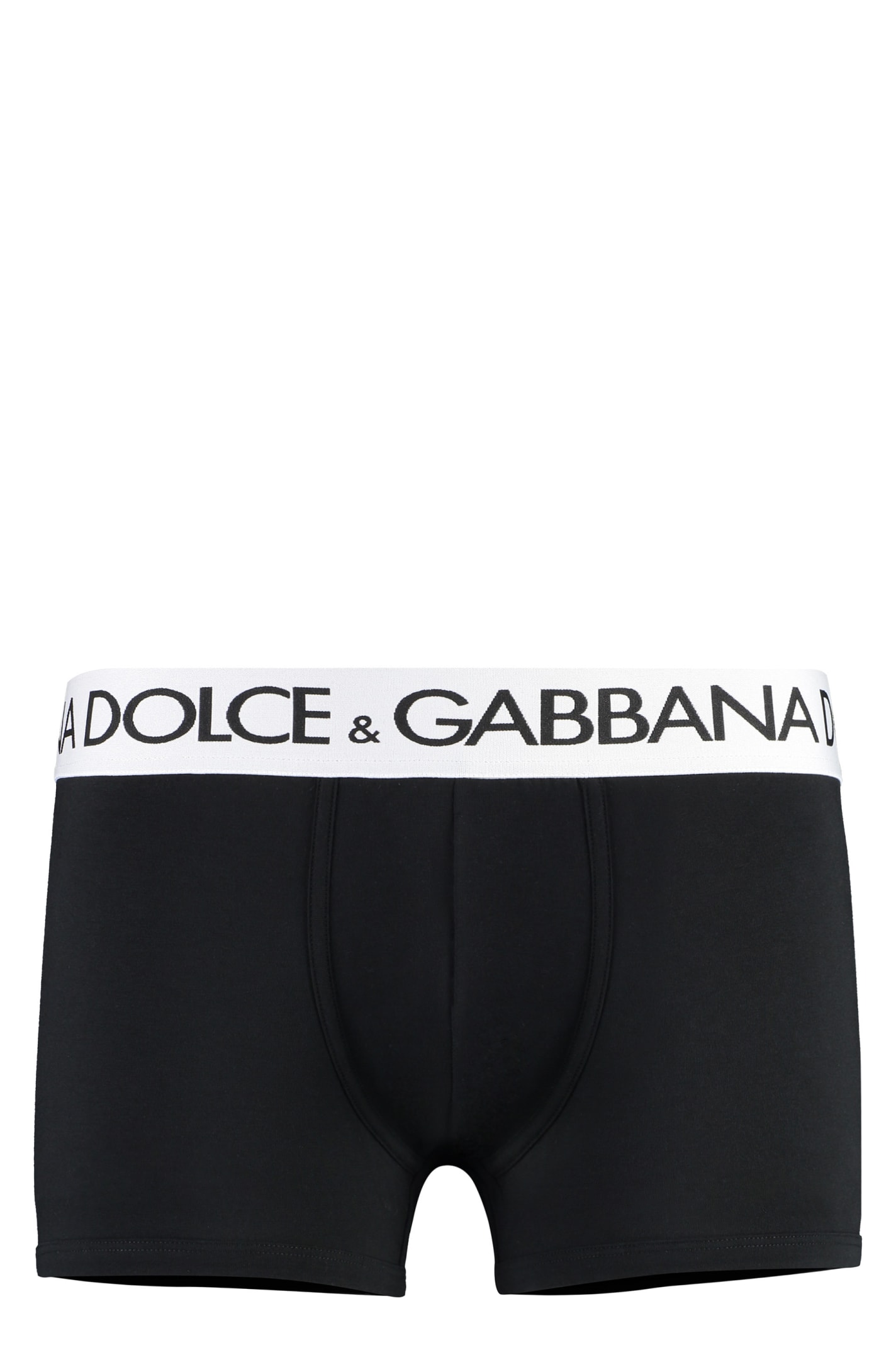 Shop Dolce & Gabbana Fine Cotton Trunks With Elastic Band In Black