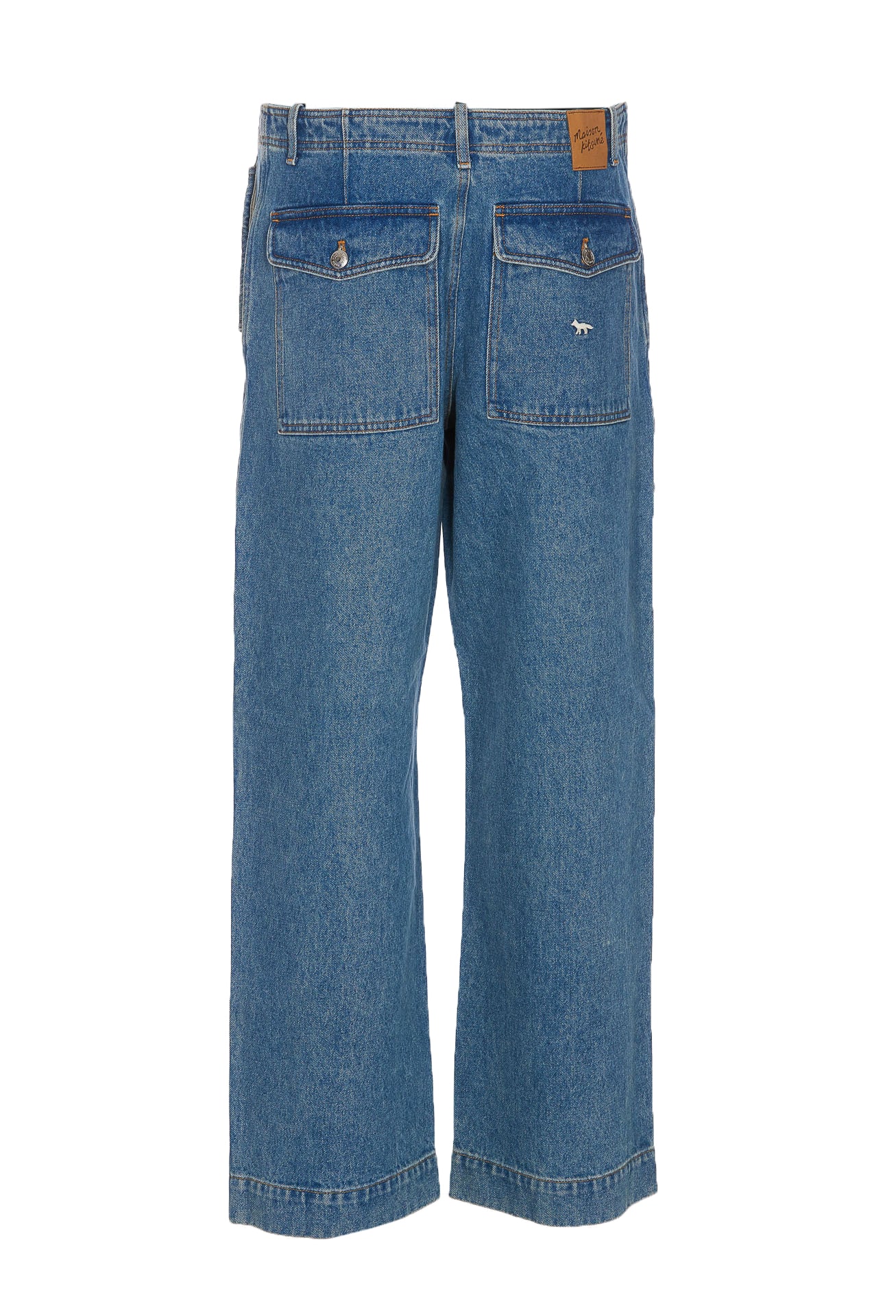 Shop Maison Kitsuné Workwear Denim Jeans In Blue