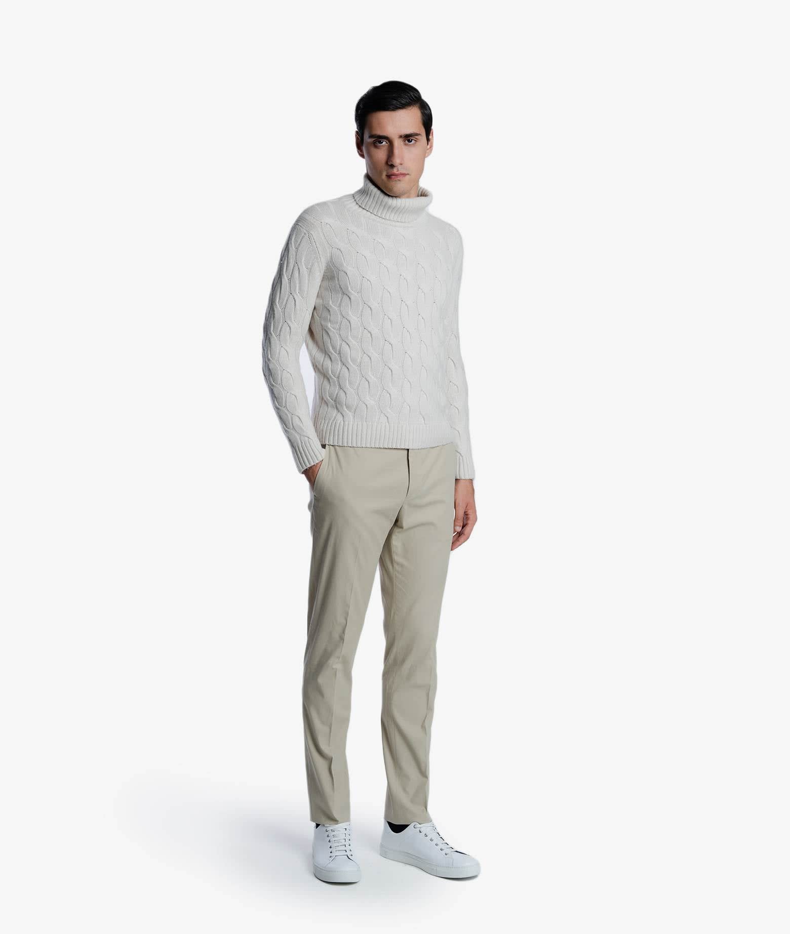 Shop Larusmiani Turtleneck Sweater Col Du Pillon Sweater In Ivory