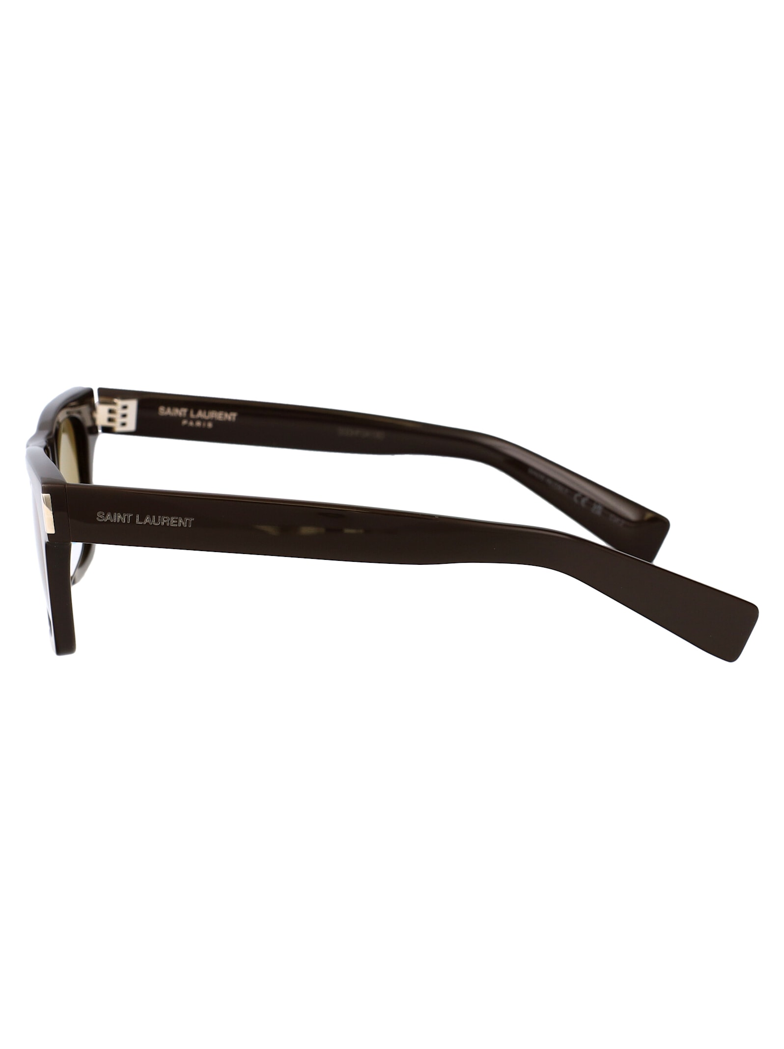 Saint Laurent Logo-print Sunglasses In Brown