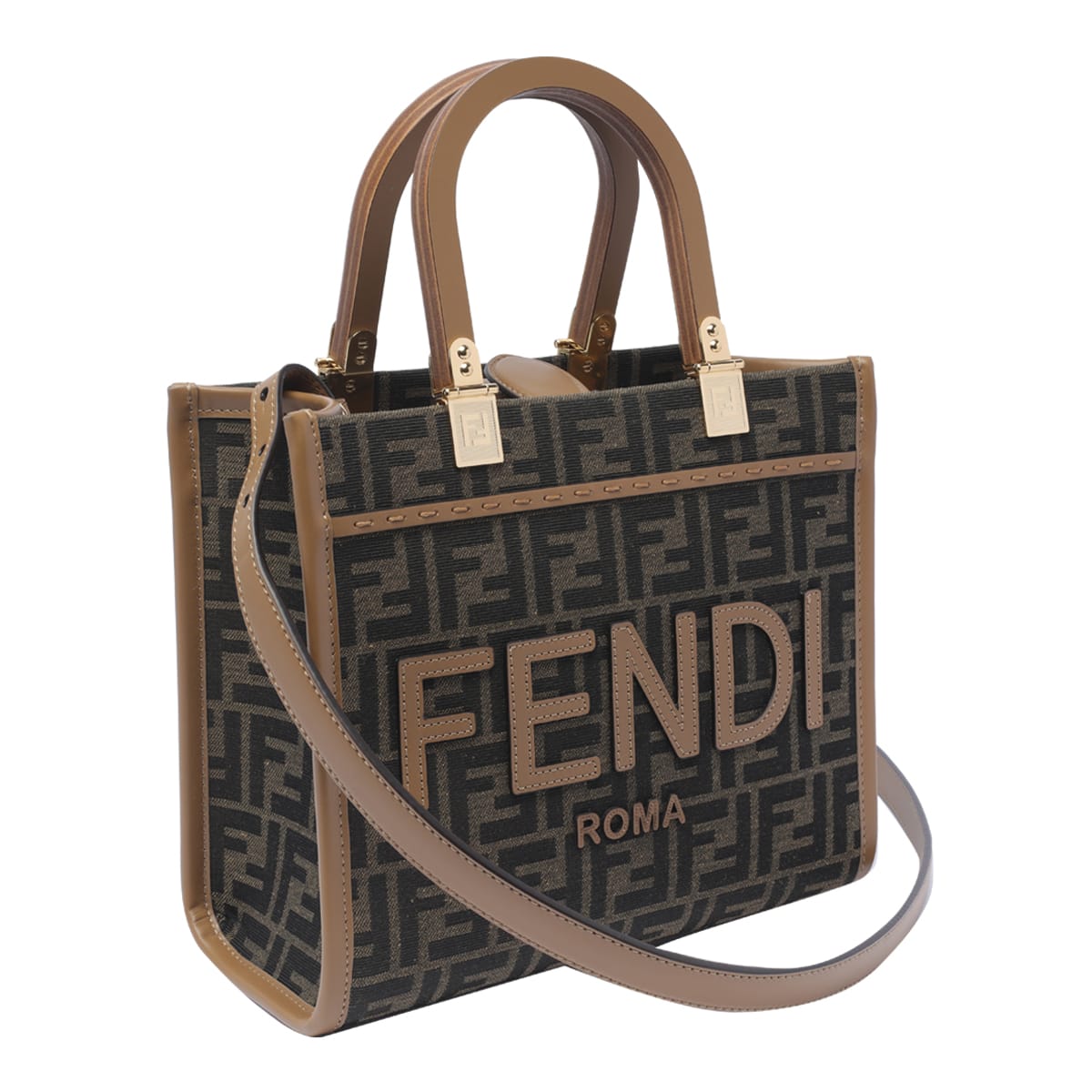 Shop Fendi Sunshine Handbag In Brown