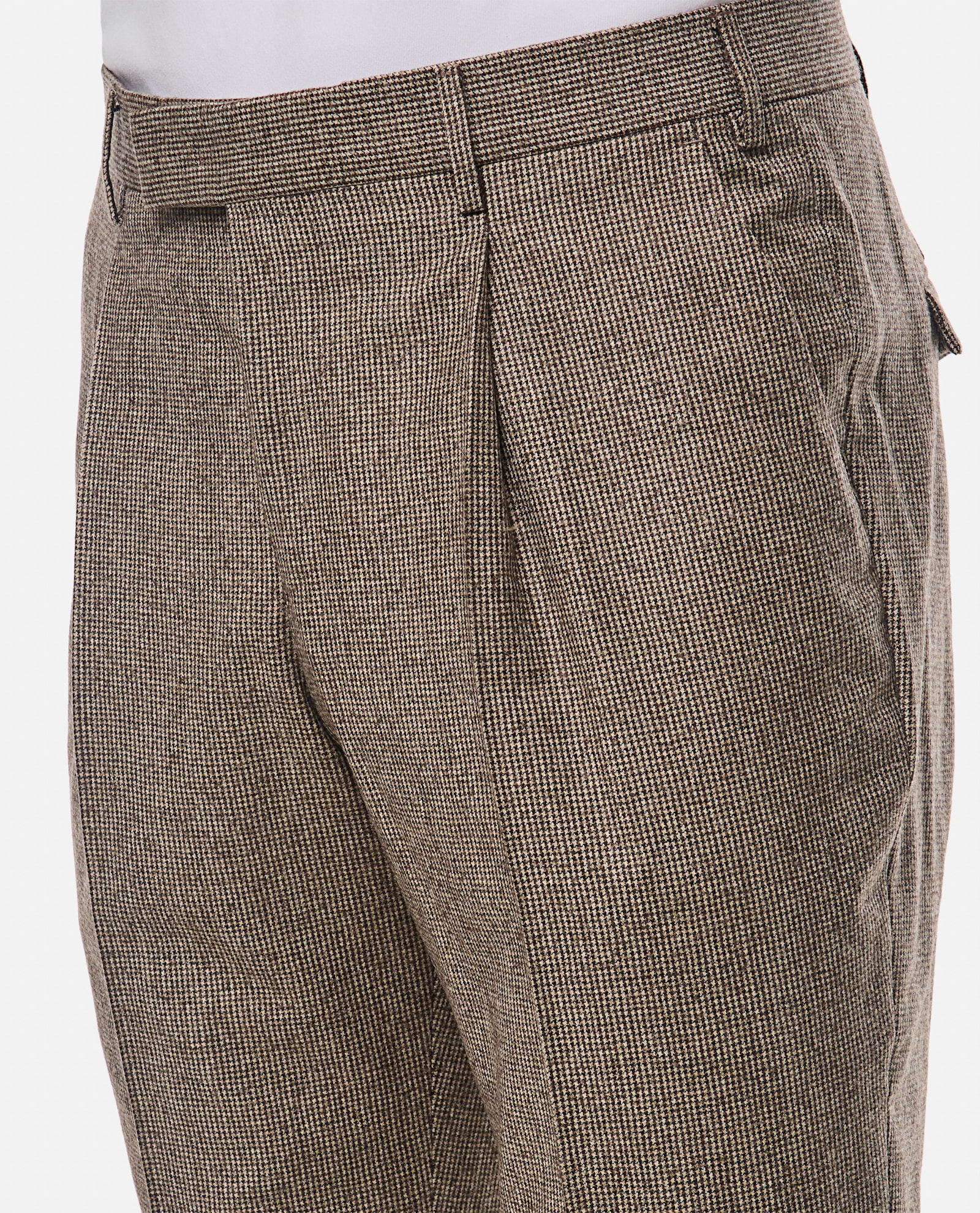 Pt Torino Pleated Check Trousers In Beige