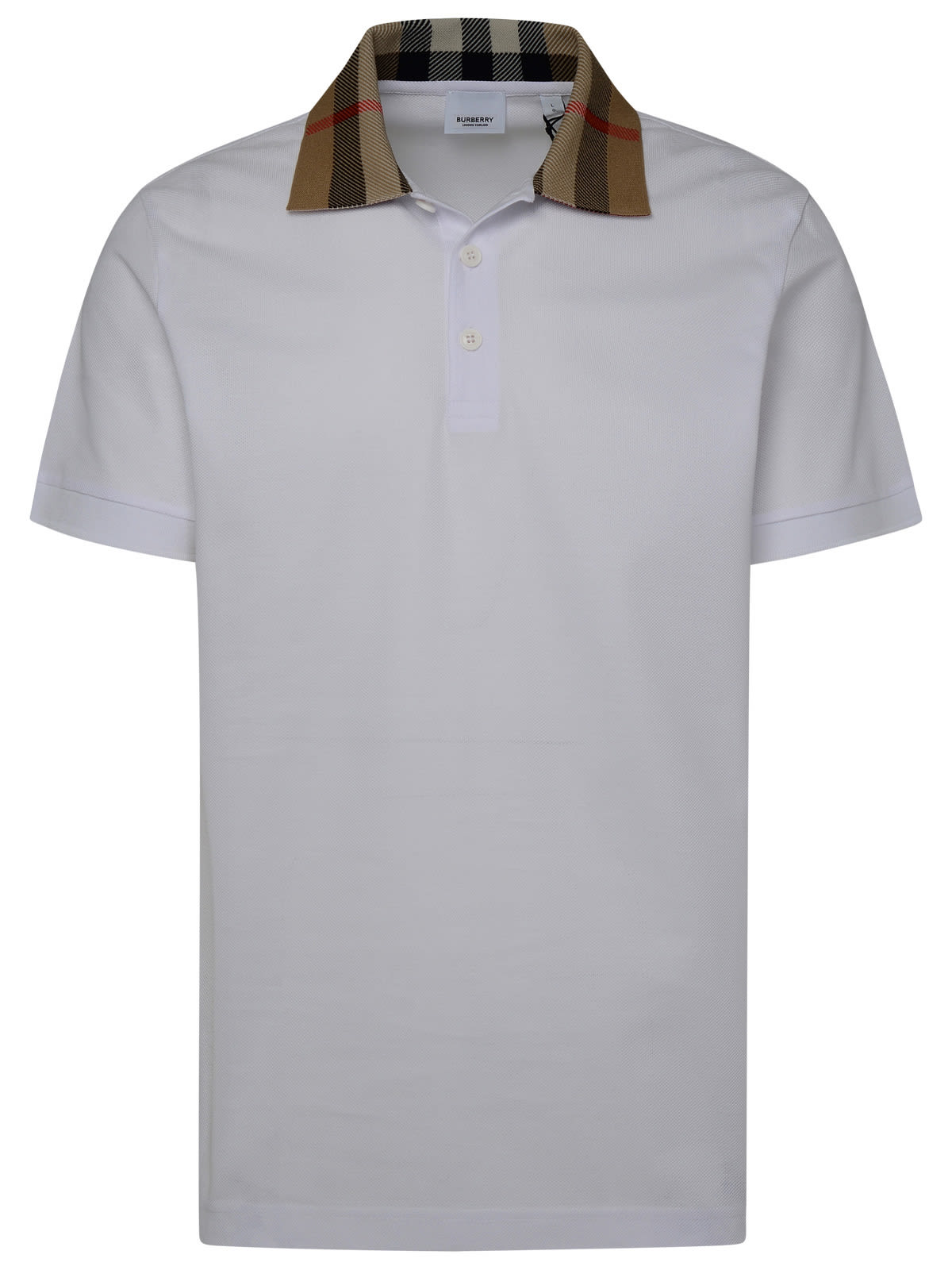 Shop Burberry Cody White Cotton Polo Shirt