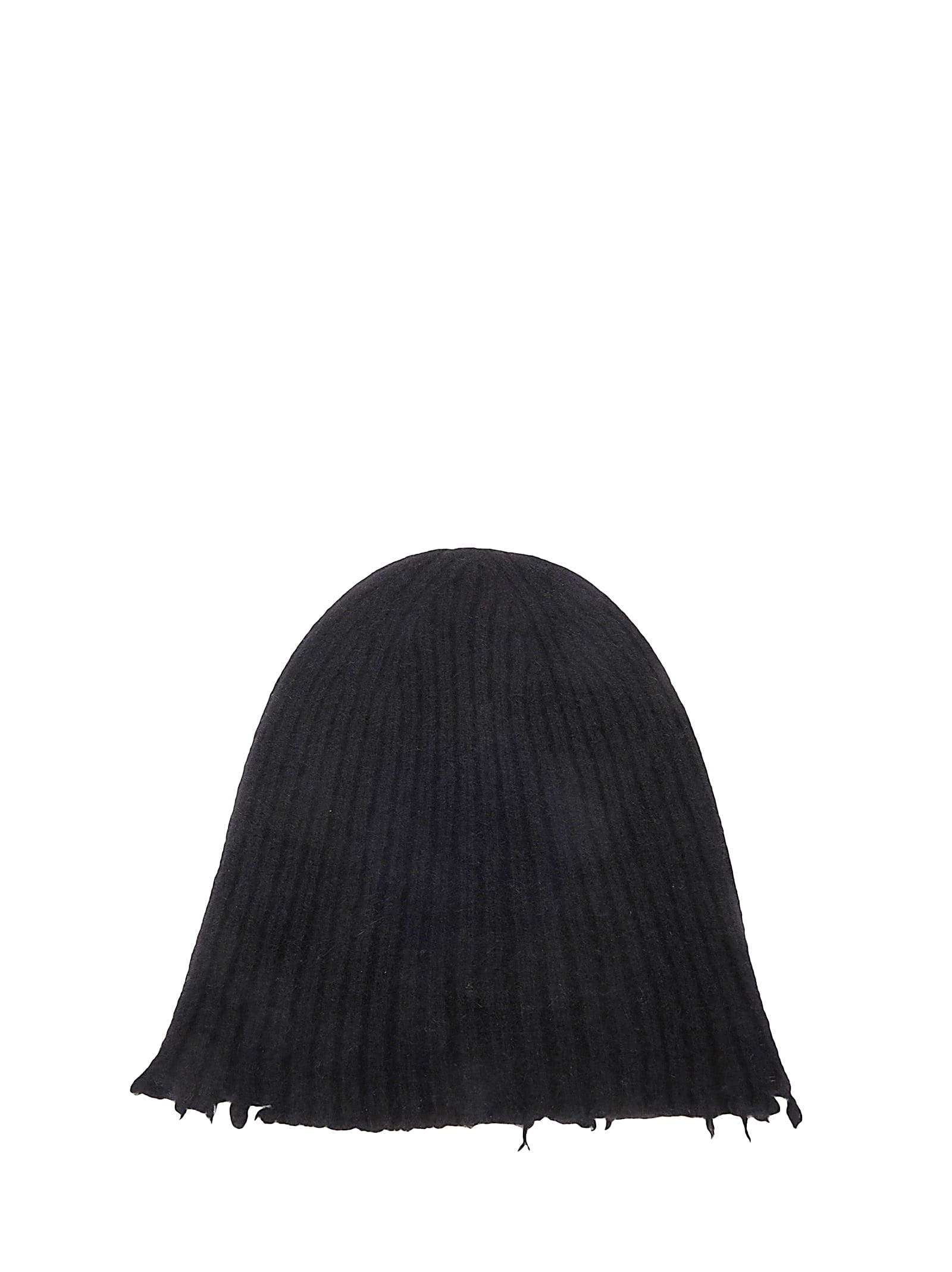 Uma Wang Cashmere Hat With Frayed Edges In Black