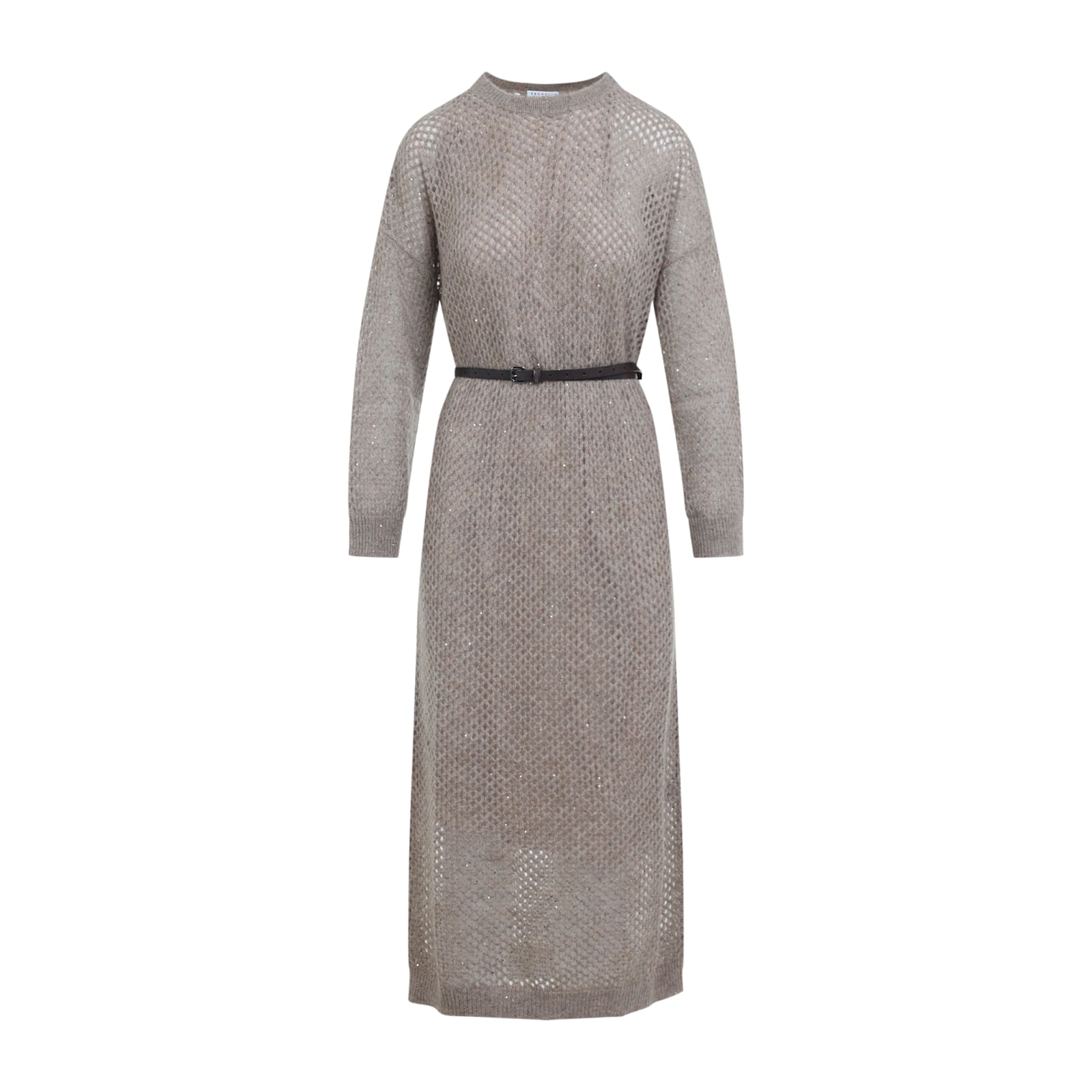 Brunello Cucinelli Knit Long Dress Women In Neutral