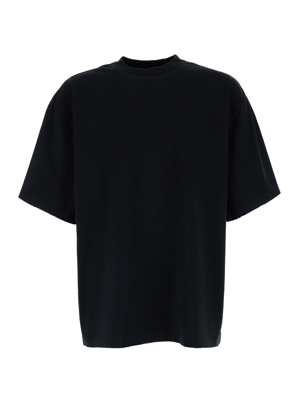Black Crew Neck T-shirt In Cotton Man